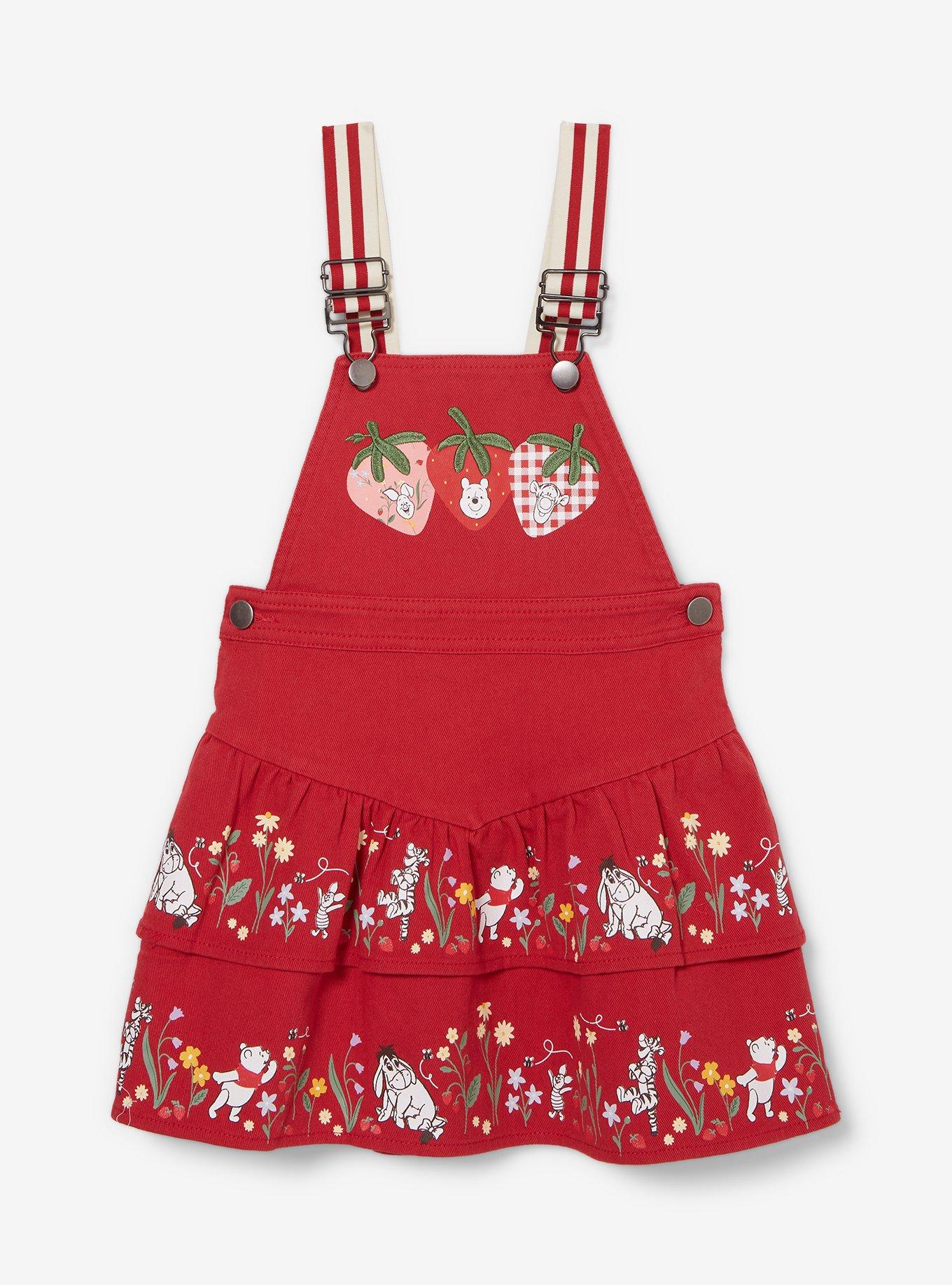 Disney Winnie the Pooh Strawberry Denim Toddler Overall Dress — BoxLunch Exclusive, , hi-res