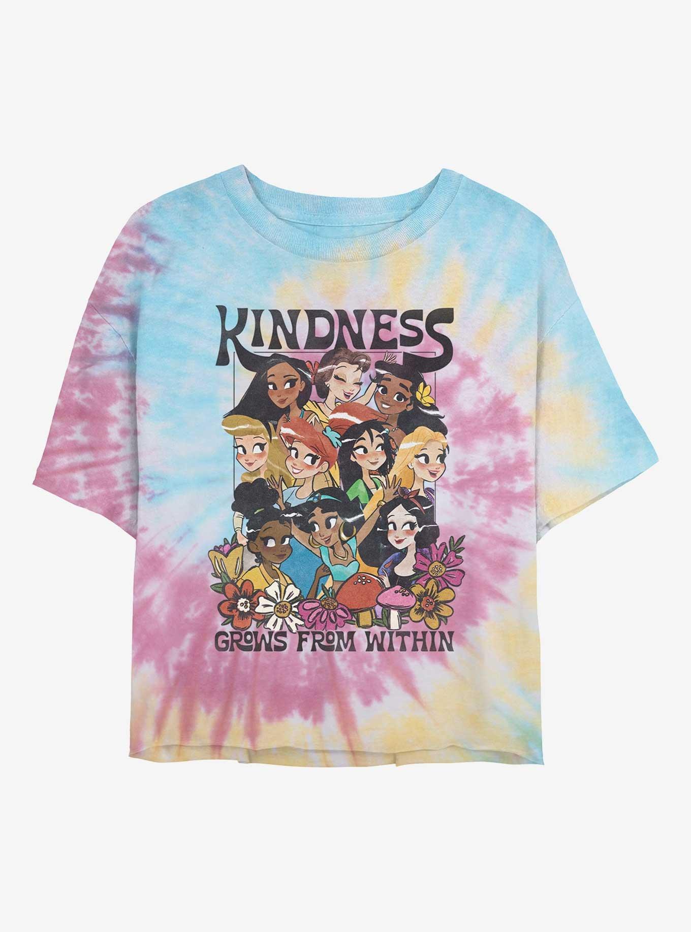Disney Princesses Kindness Grows From Within Tie-Dye Womens Crop T-Shirt, , hi-res