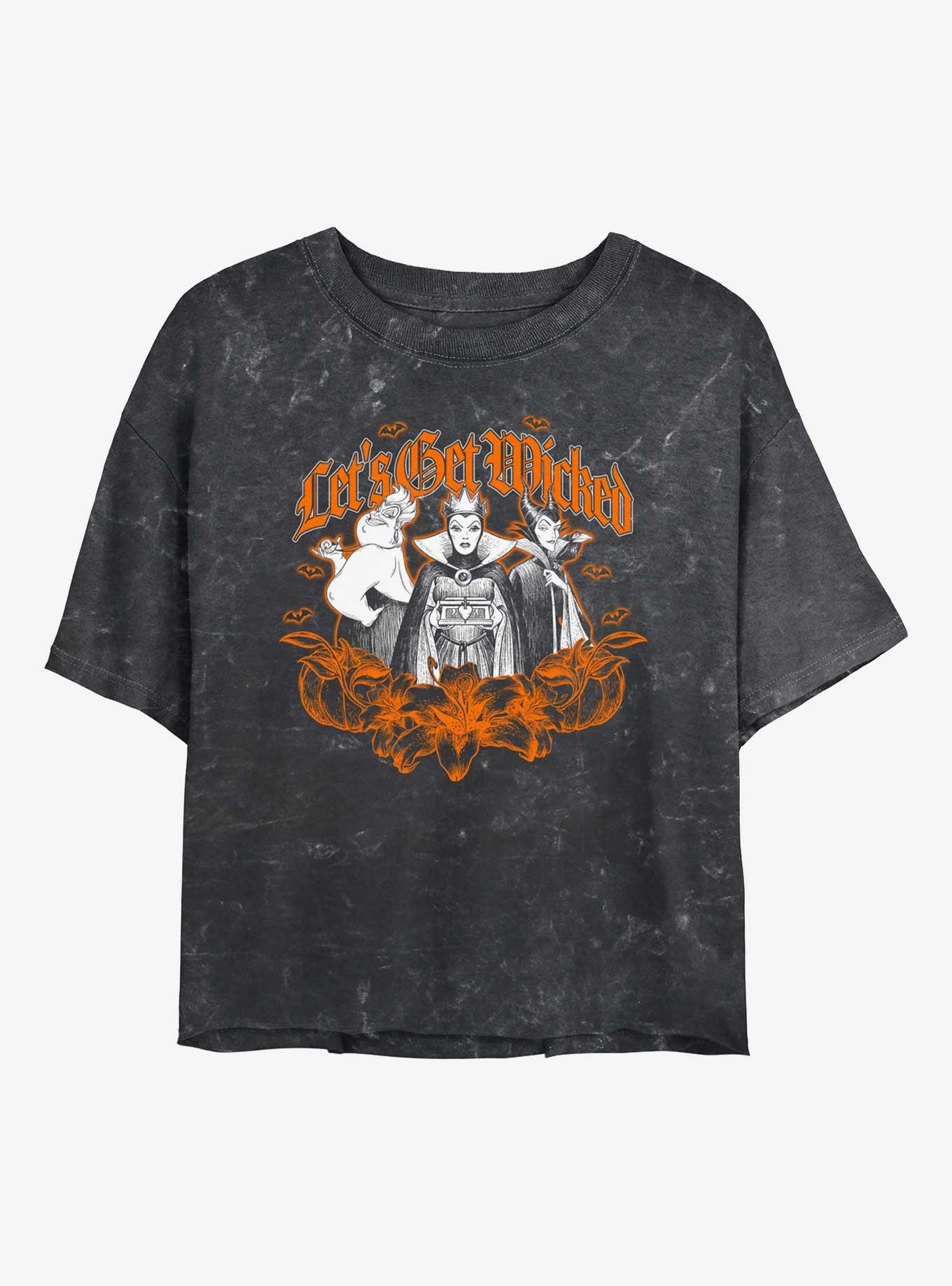 Disney Villains Lets Get Wicked Mineral Wash Womens Crop T-Shirt, , hi-res