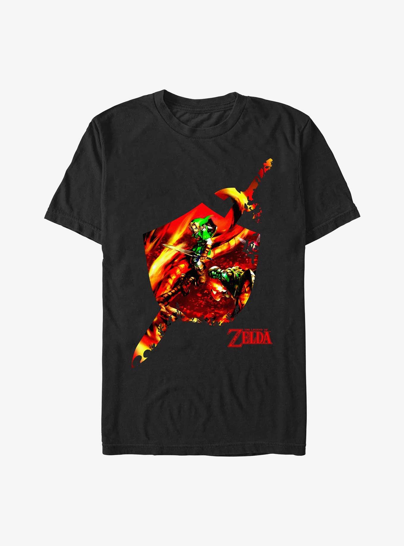 The Legend Of Zelda Link In Fire Shield Emblem T-Shirt, , hi-res