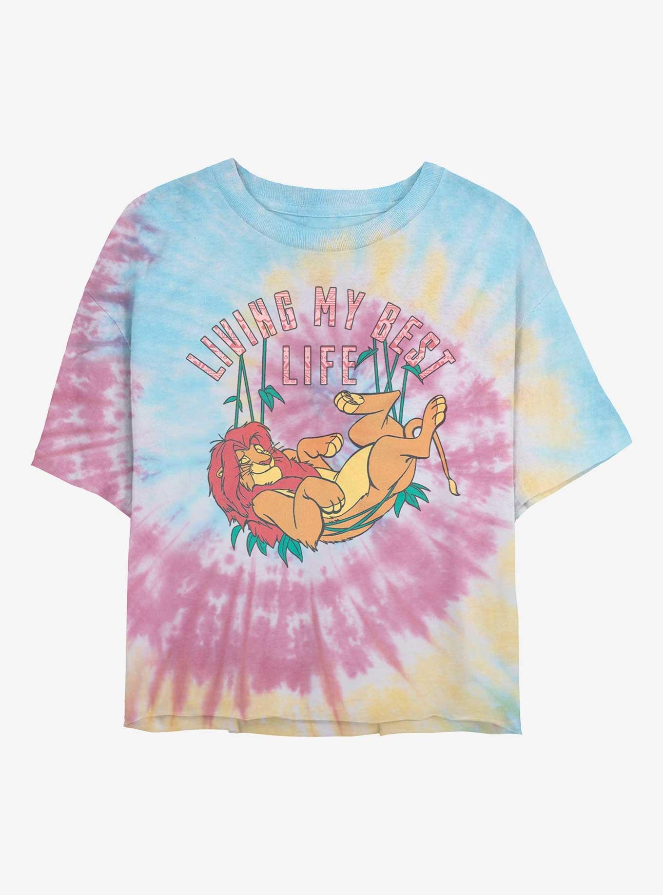 Disney The Lion King Living My Best Life Tie-Dye Womens Crop T-Shirt, , hi-res