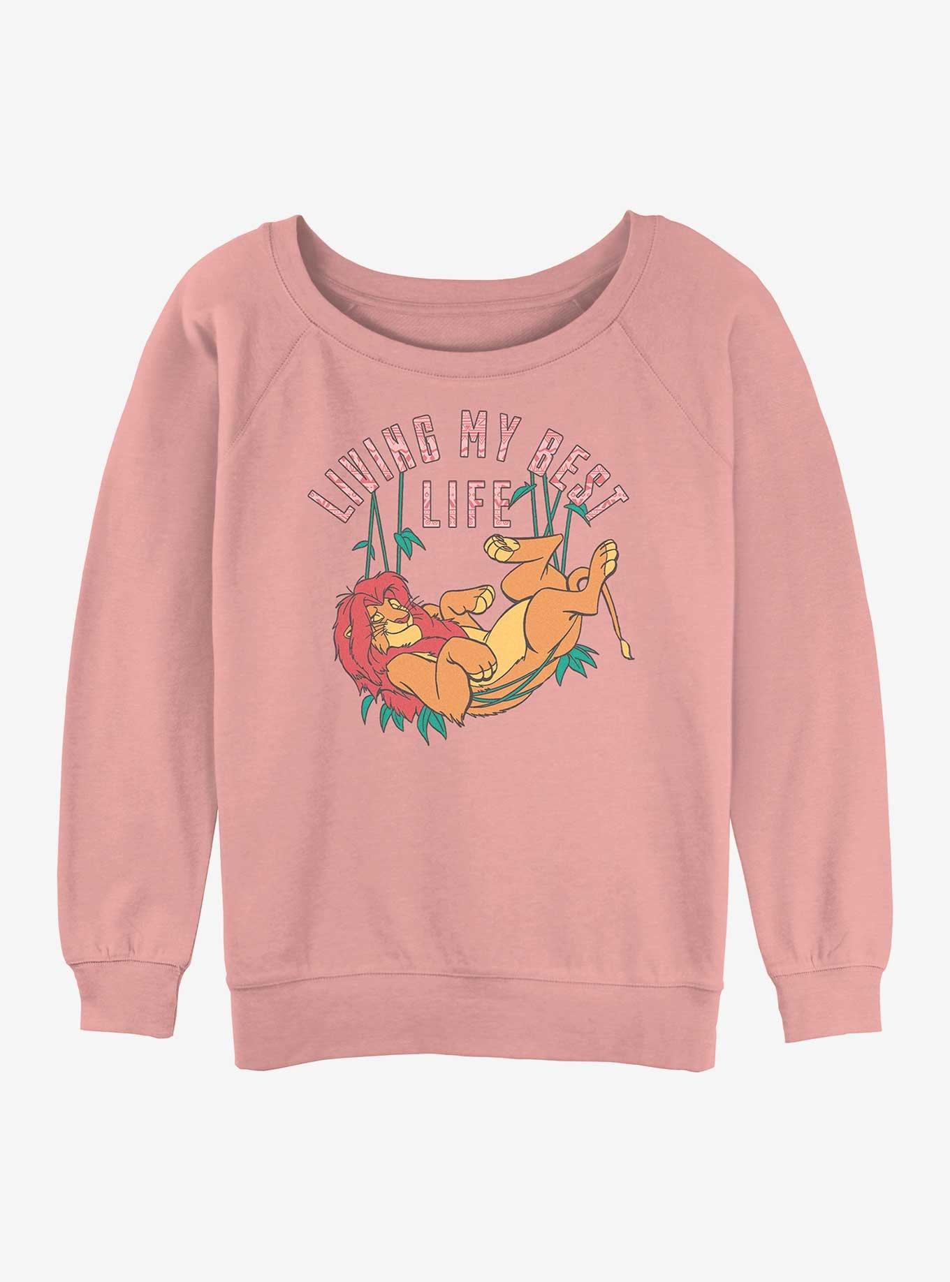 Disney The Lion King Living My Best Life Womens Slouchy Sweatshirt, DESERTPNK, hi-res