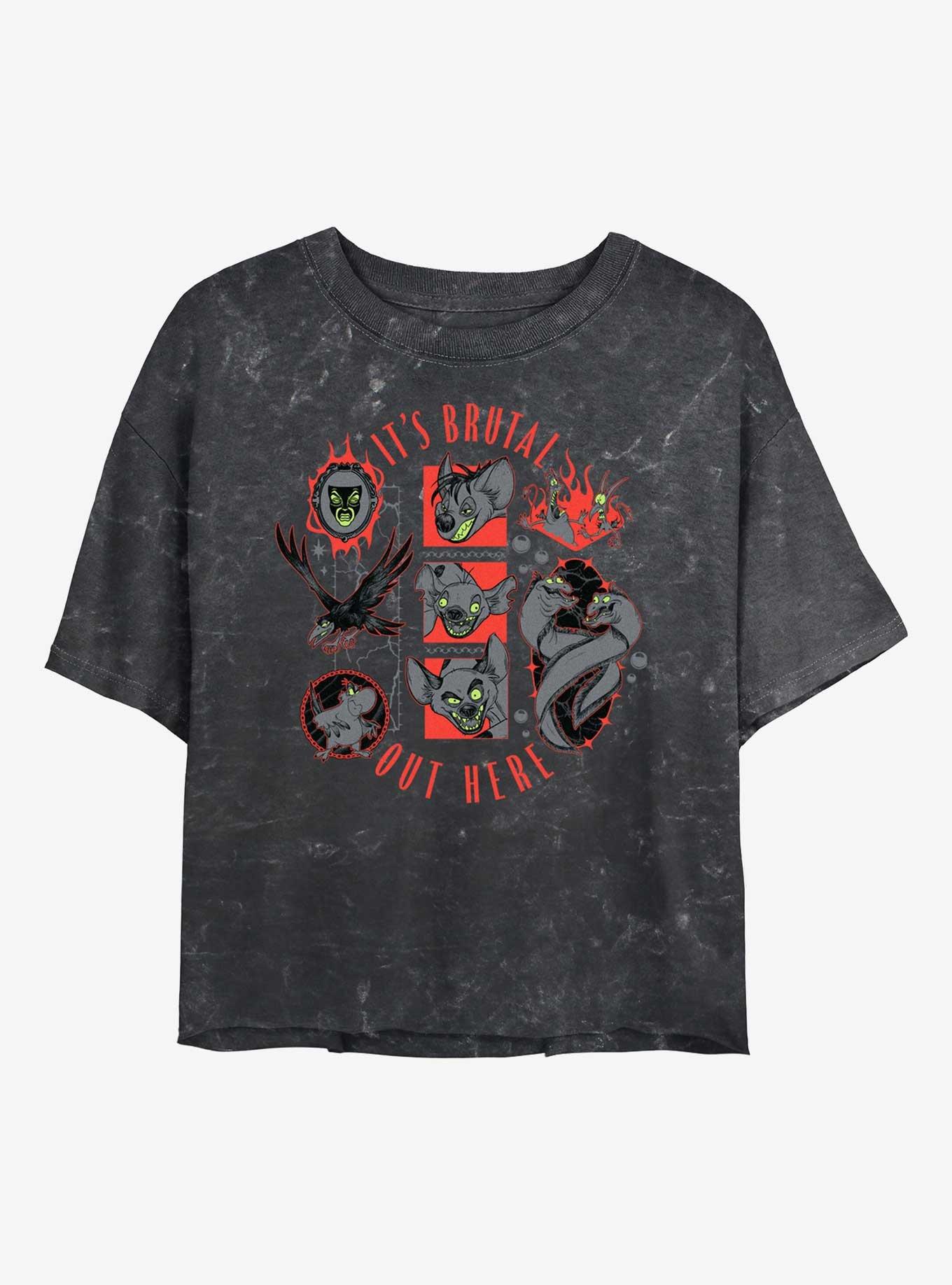 Disney Villains Brutal Out There Mineral Wash Womens Crop T-Shirt,Specials : American Fashion Style Bags On Sale