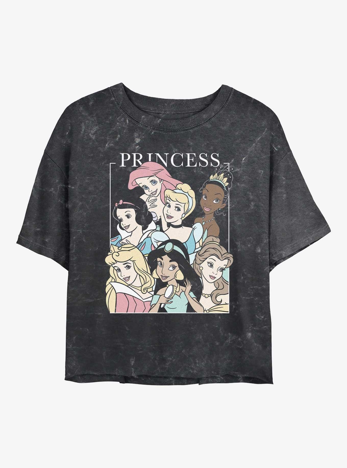 Disney Princesses Cover Story Redux Mineral Wash Womens Crop T-Shirt, , hi-res