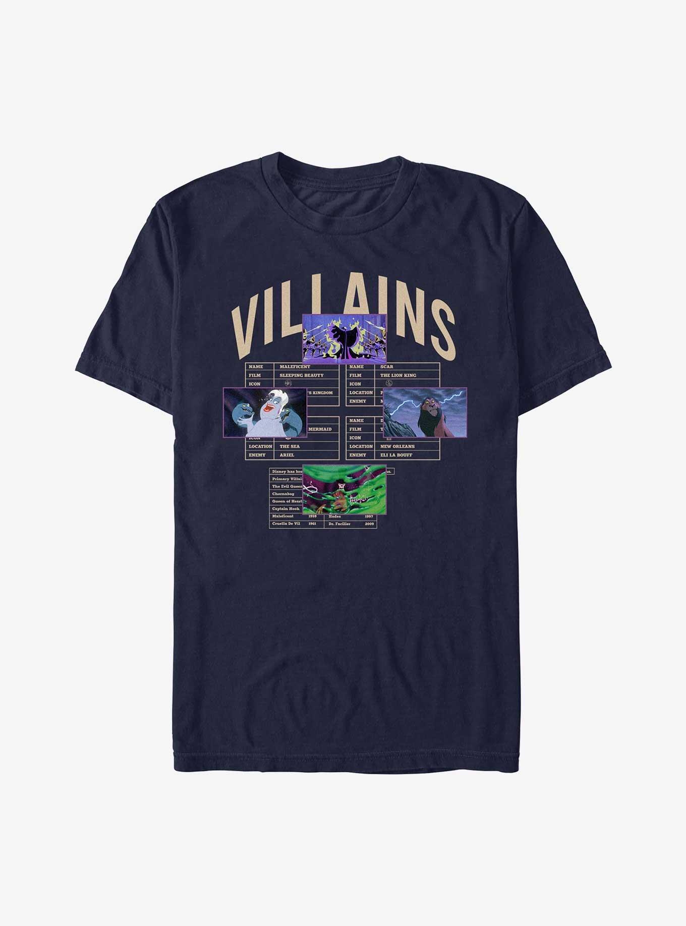 Disney Villains Villains Data Chart T-Shirt,Specials : American Fashion Style Bags On Sale