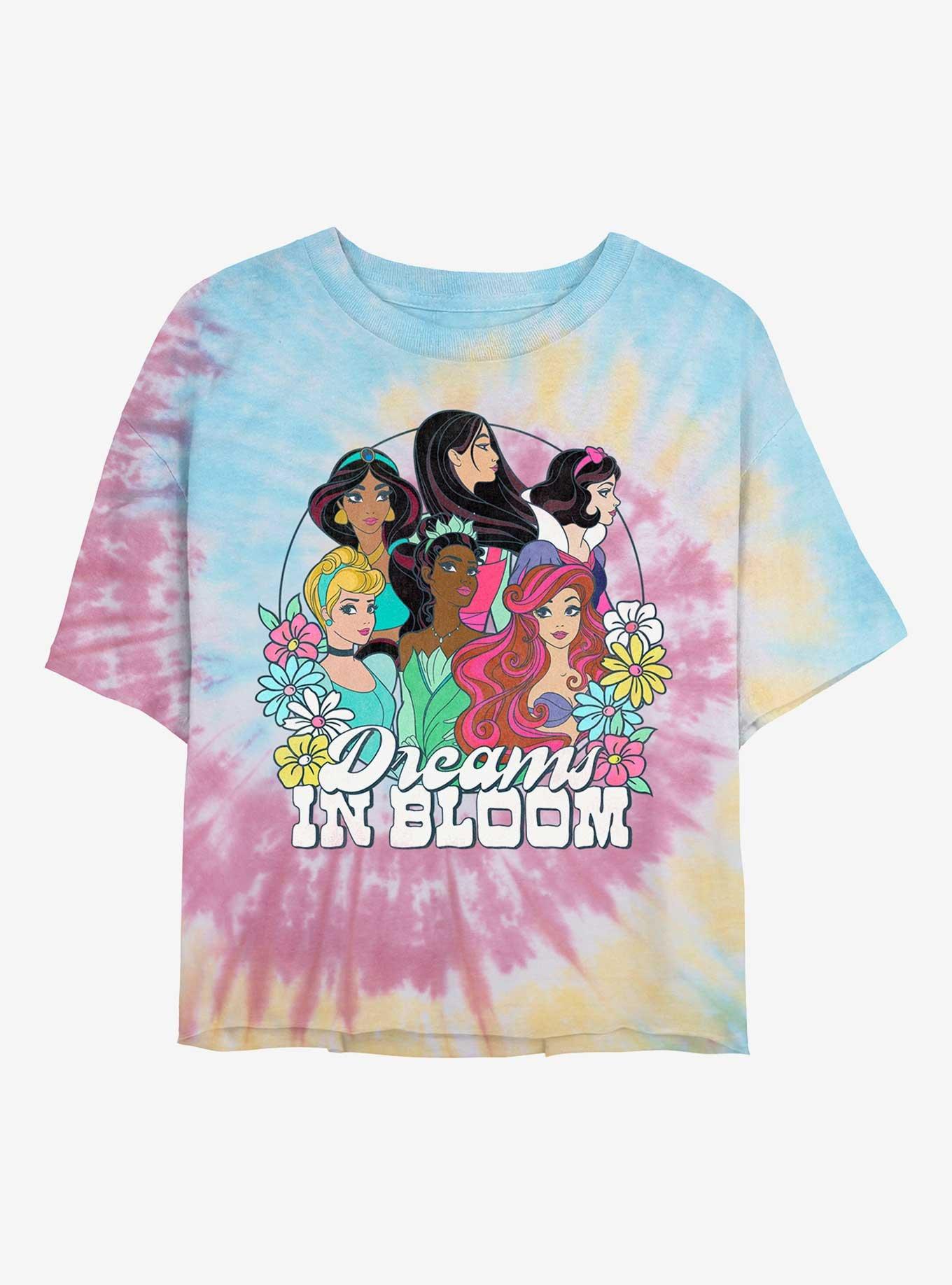 Disney Princesses Dreams In Bloom Tie-Dye Womens Crop T-Shirt, , hi-res