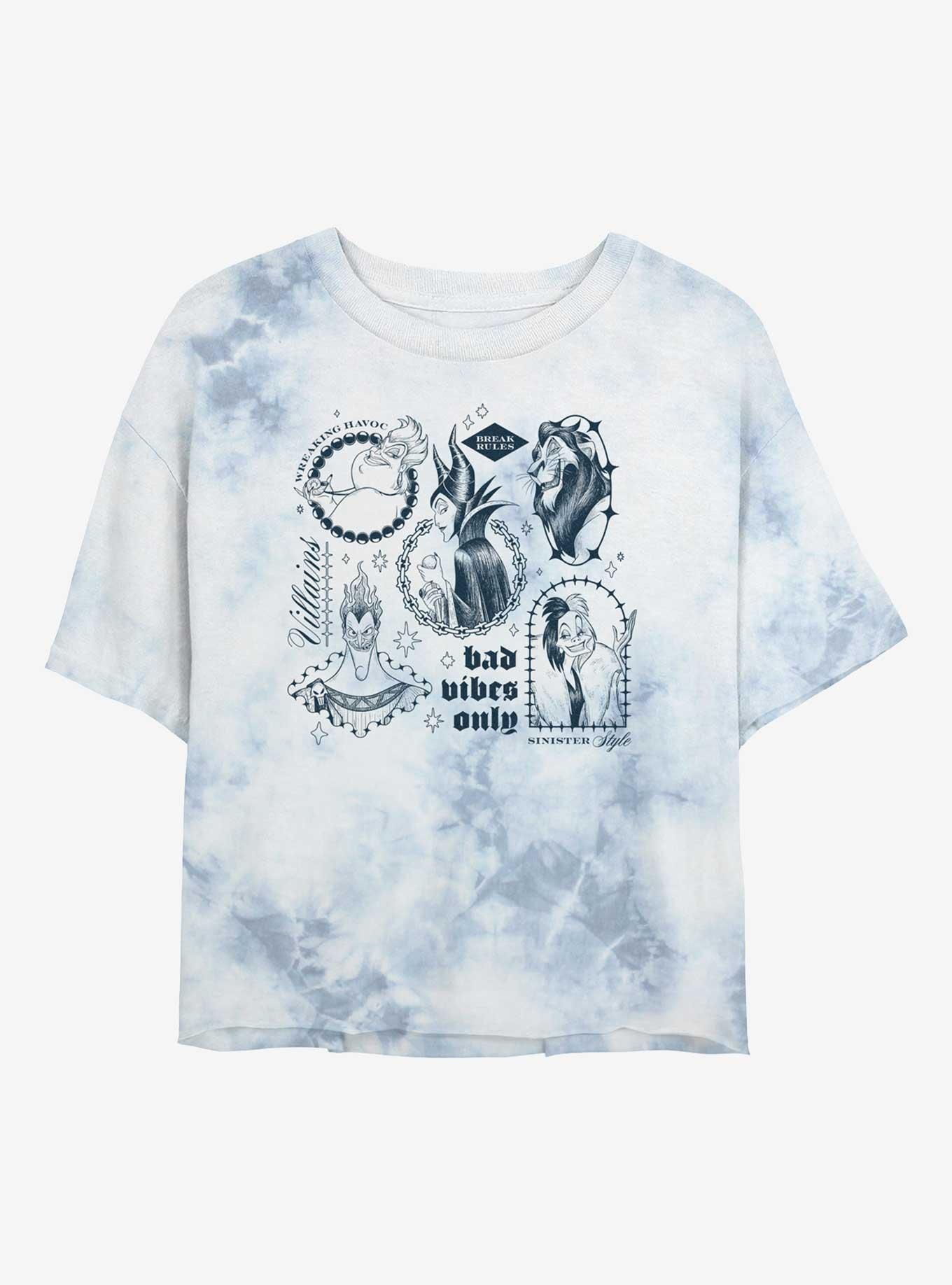 Disney Villains Bad Vibes Villains Tie-Dye Womens Crop T-Shirt, , hi-res