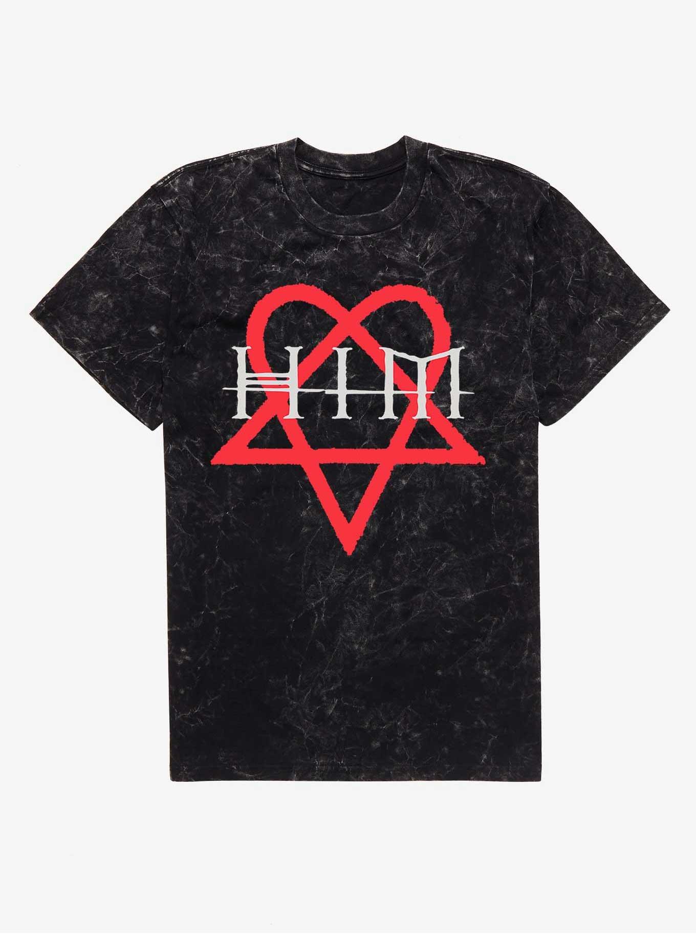 HIM Red Heartagram Mineral Wash T-Shirt