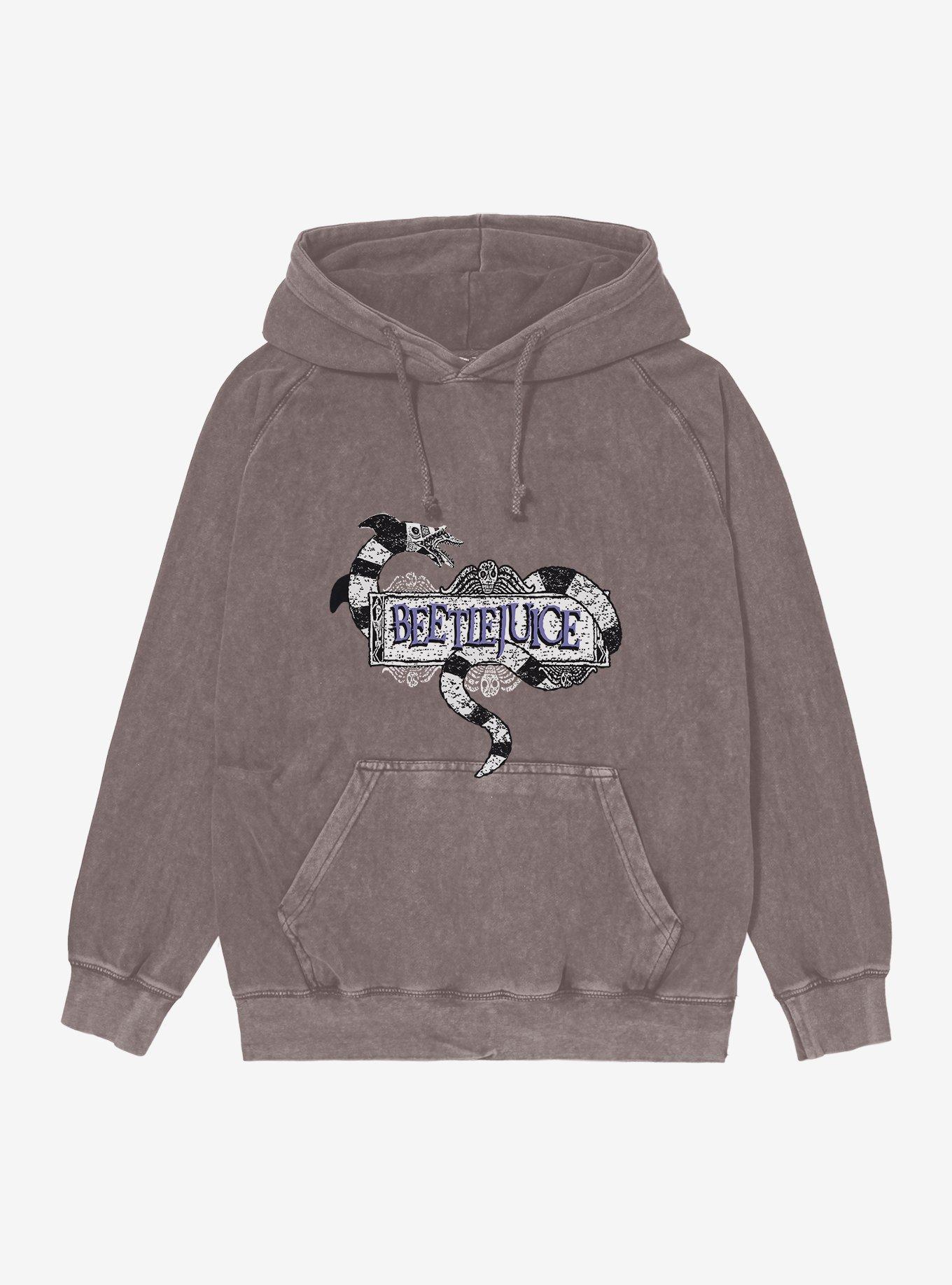 Beetlejuice Sandworm Title Logo Mineral Wash Hoodie, , hi-res