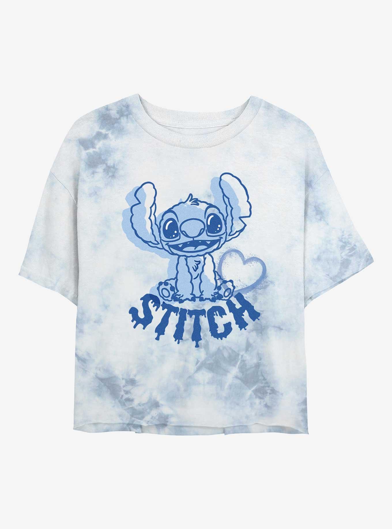 Disney Lilo & Stitch Heart Tie Dye Crop Womens T-Shirt, , hi-res