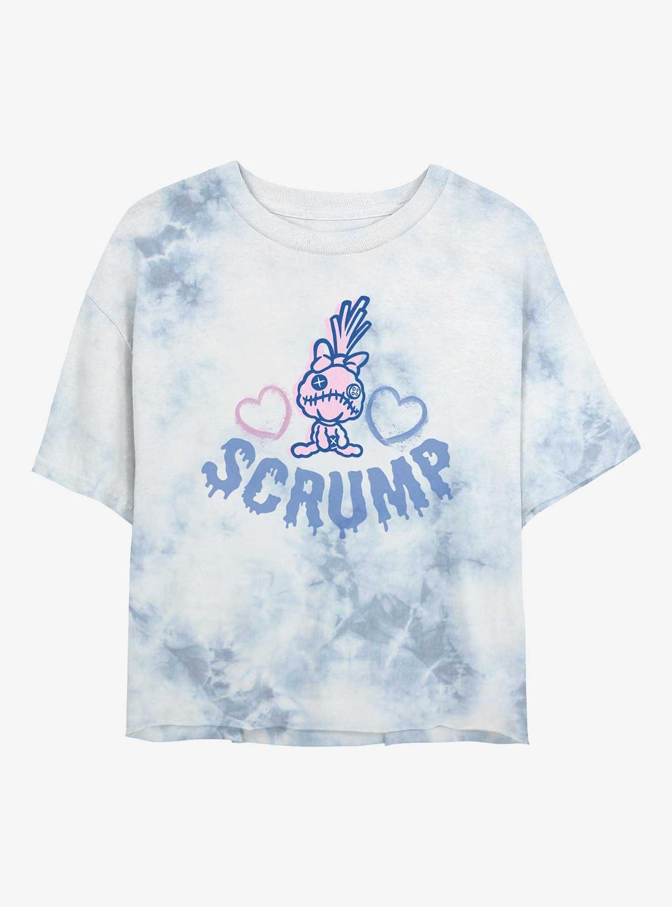 Disney Lilo & Stitch Scrump Hearts Tie Dye Crop Womens T-Shirt, , hi-res