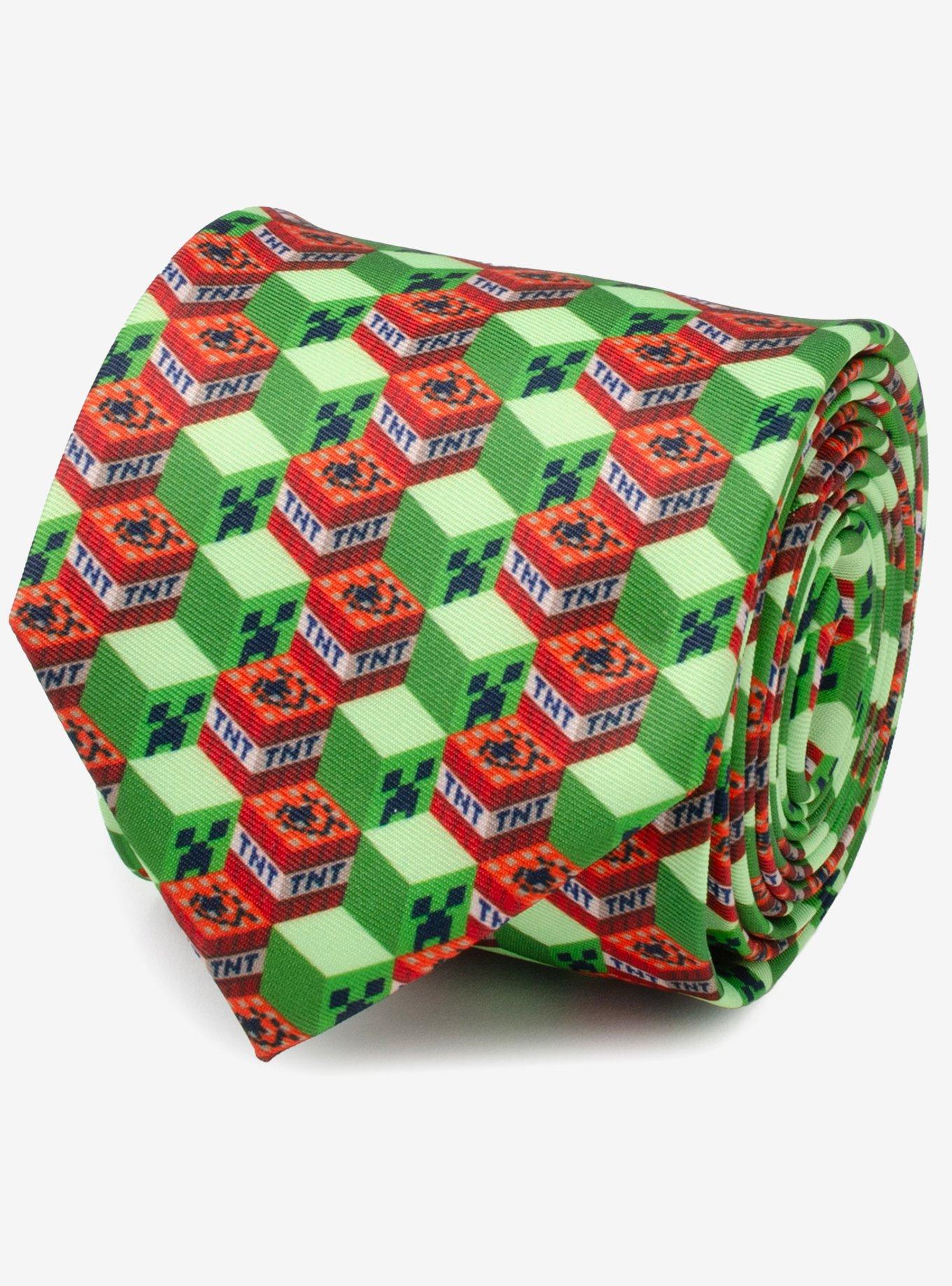 Minecraft Creeper TNT Isometric Green Men's Tie, , hi-res