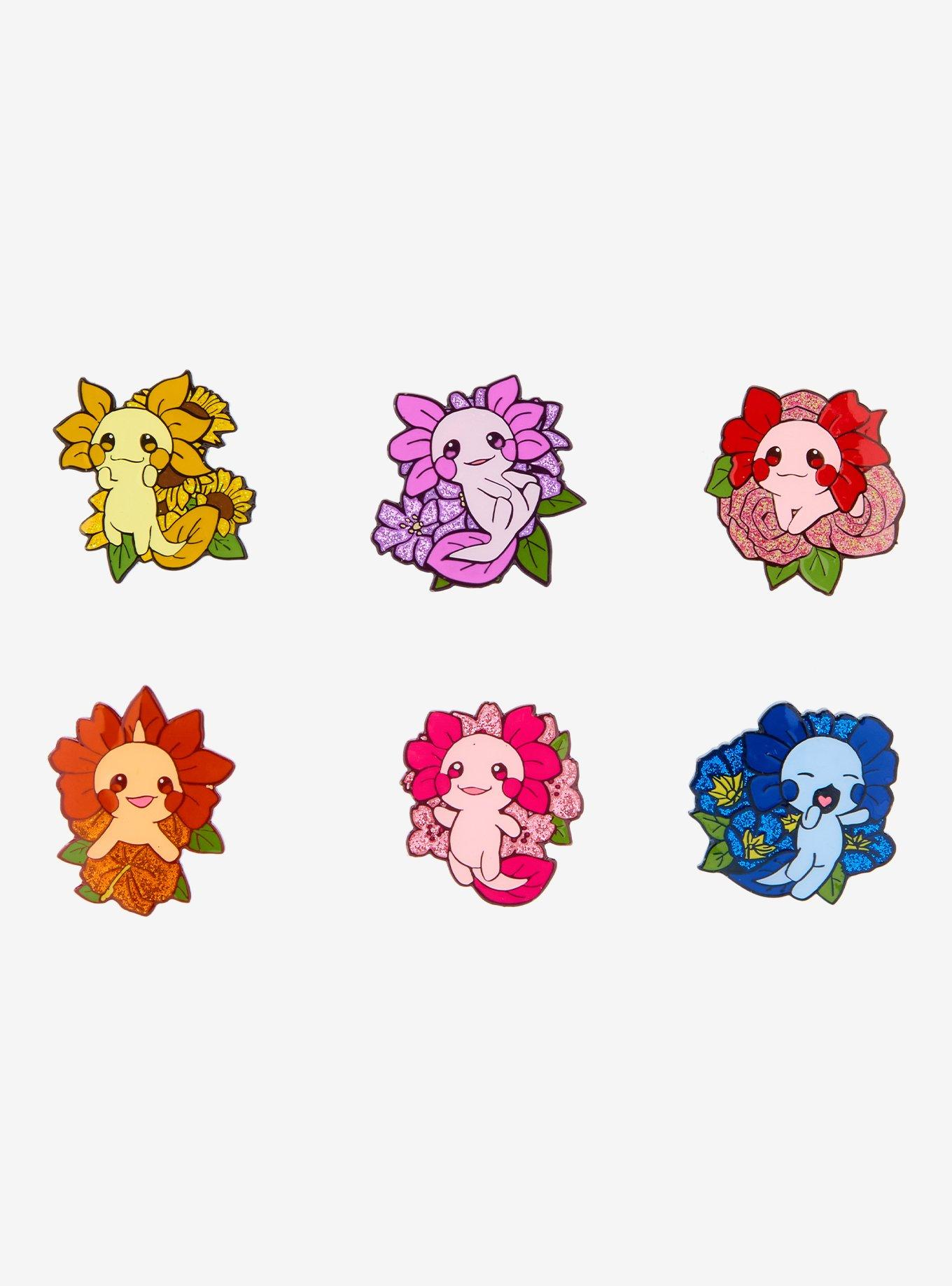 Axolotl Floral Blind Bag Glitter Enamel Pin — BoxLunch Exclusive, , hi-res