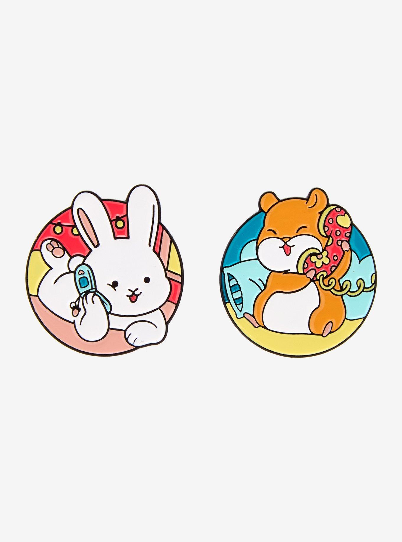 Bunny and Hamster Bestie Enamel Pin Set, , hi-res