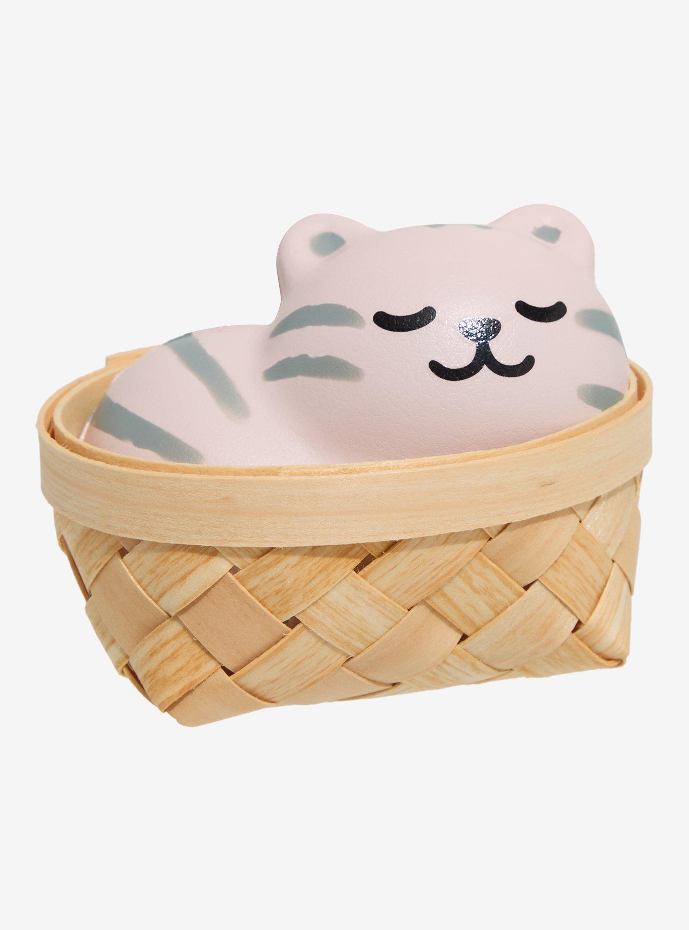 Sleepy Cat In Basket Squishy Toy, , hi-res