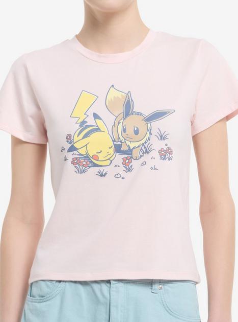 超希少品‼️ FAN OF PIKACHU&EEVEE Tシャツ Lサイズ未開封 Pokemon Pikachu & Eevee Flowers Skimmer Girls T-Shirt | Hot Topic