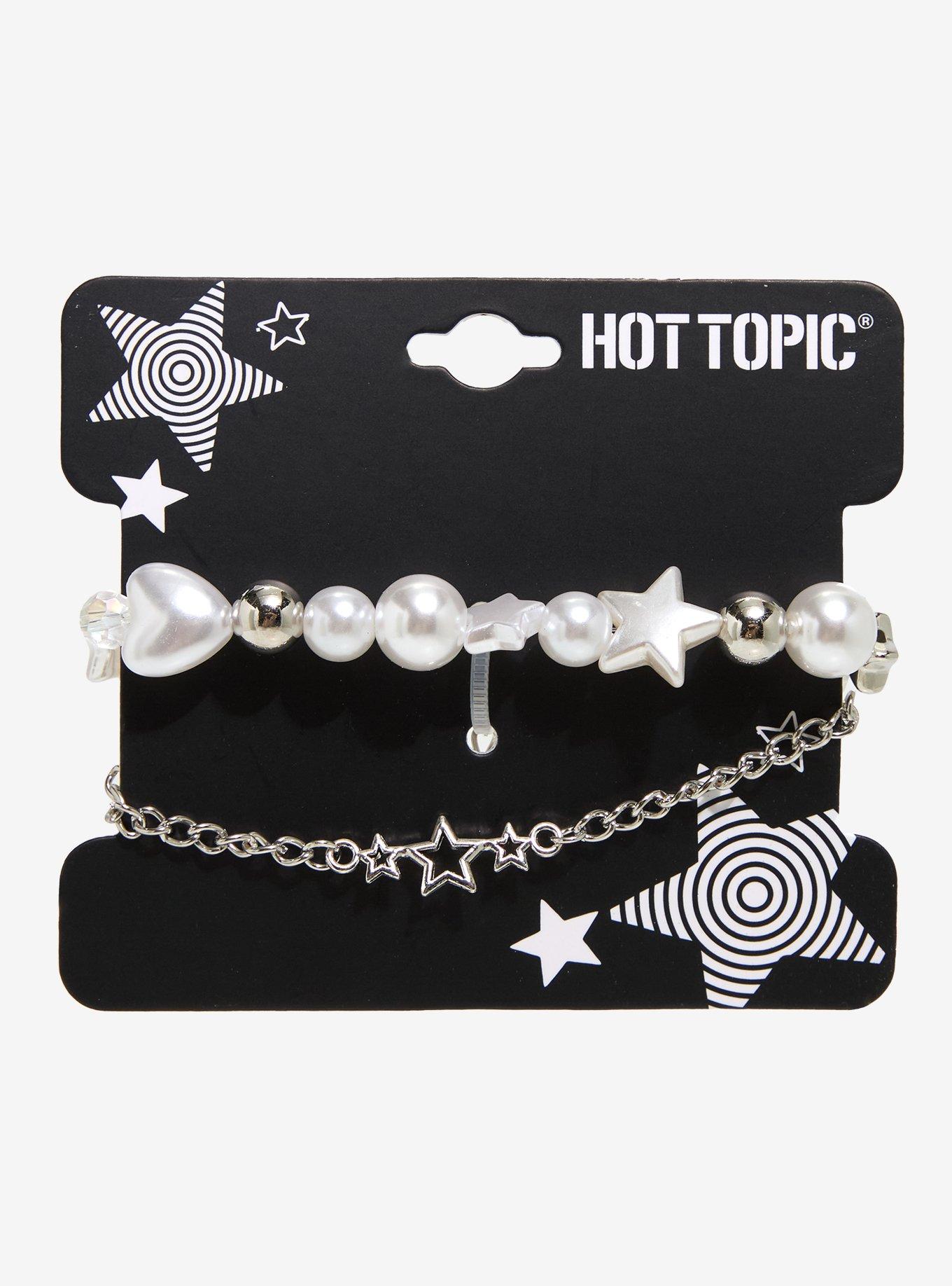 Pearlescent Bead Star Chain Bracelet | Hot Topic
