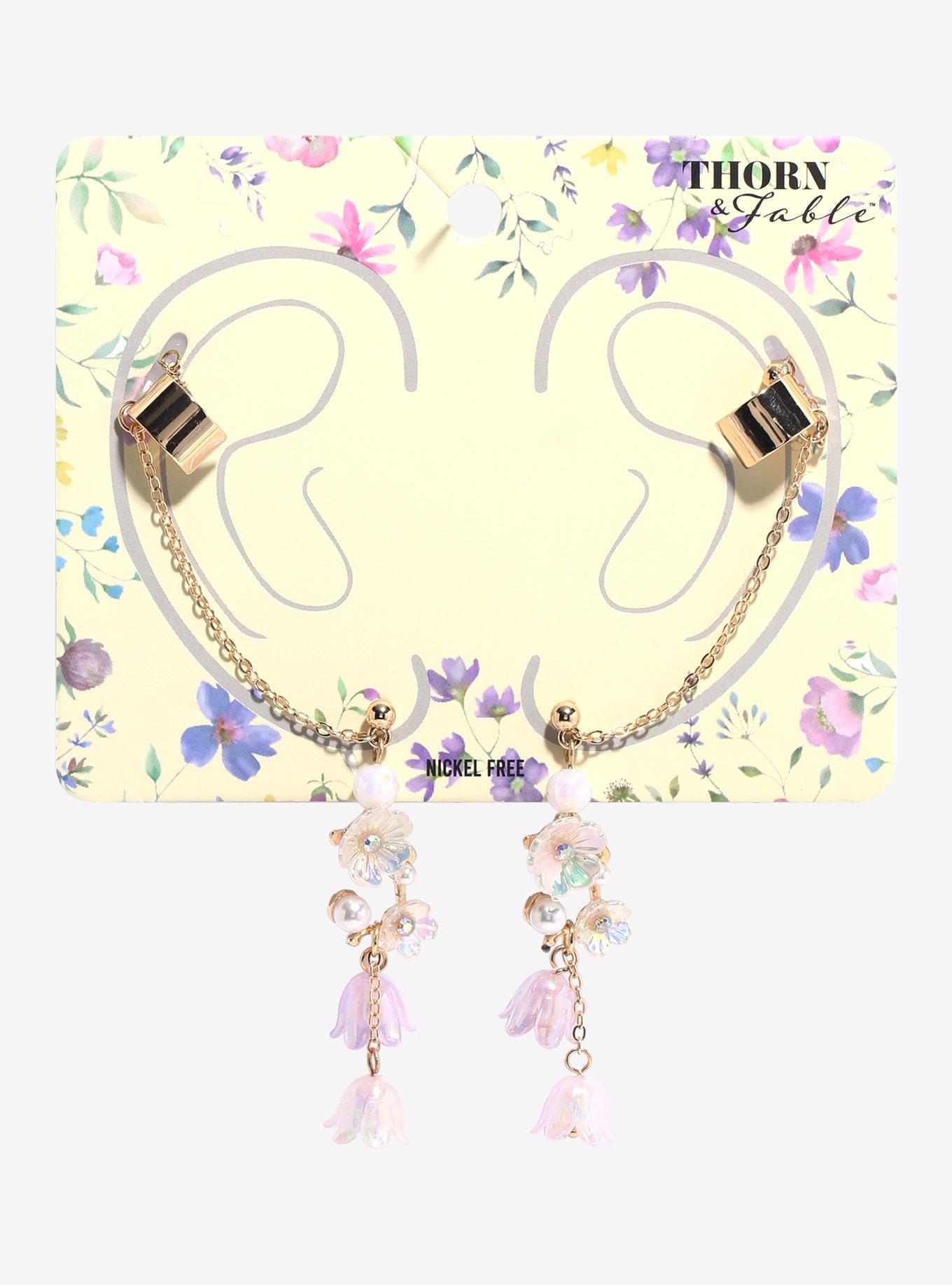 Thorn & Fable Falling Flower Cuff Earrings, , hi-res