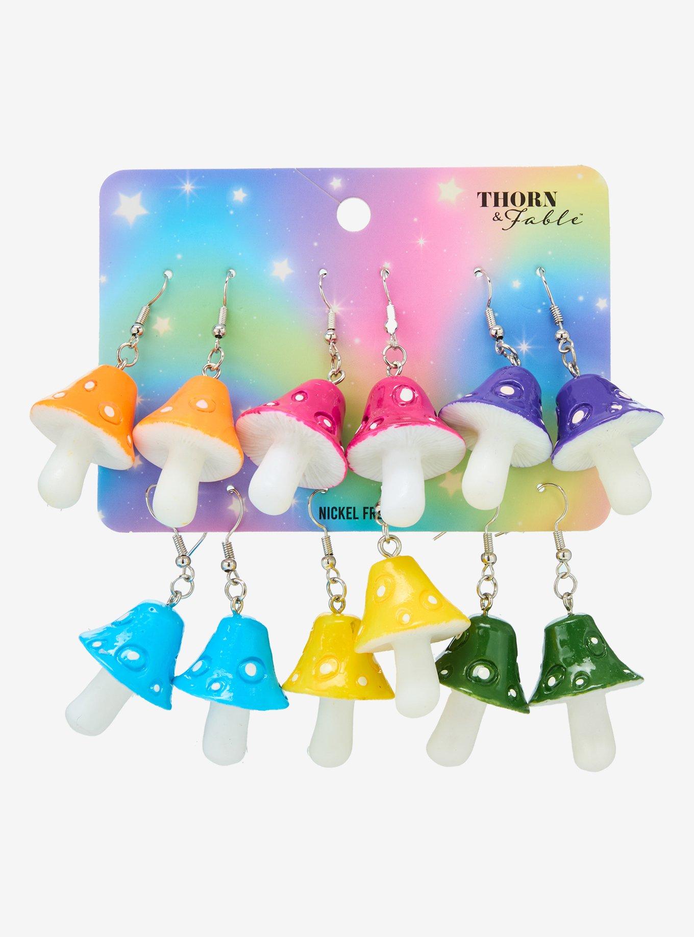 Thorn & Fable Rainbow Mushroom Earring Set, , hi-res
