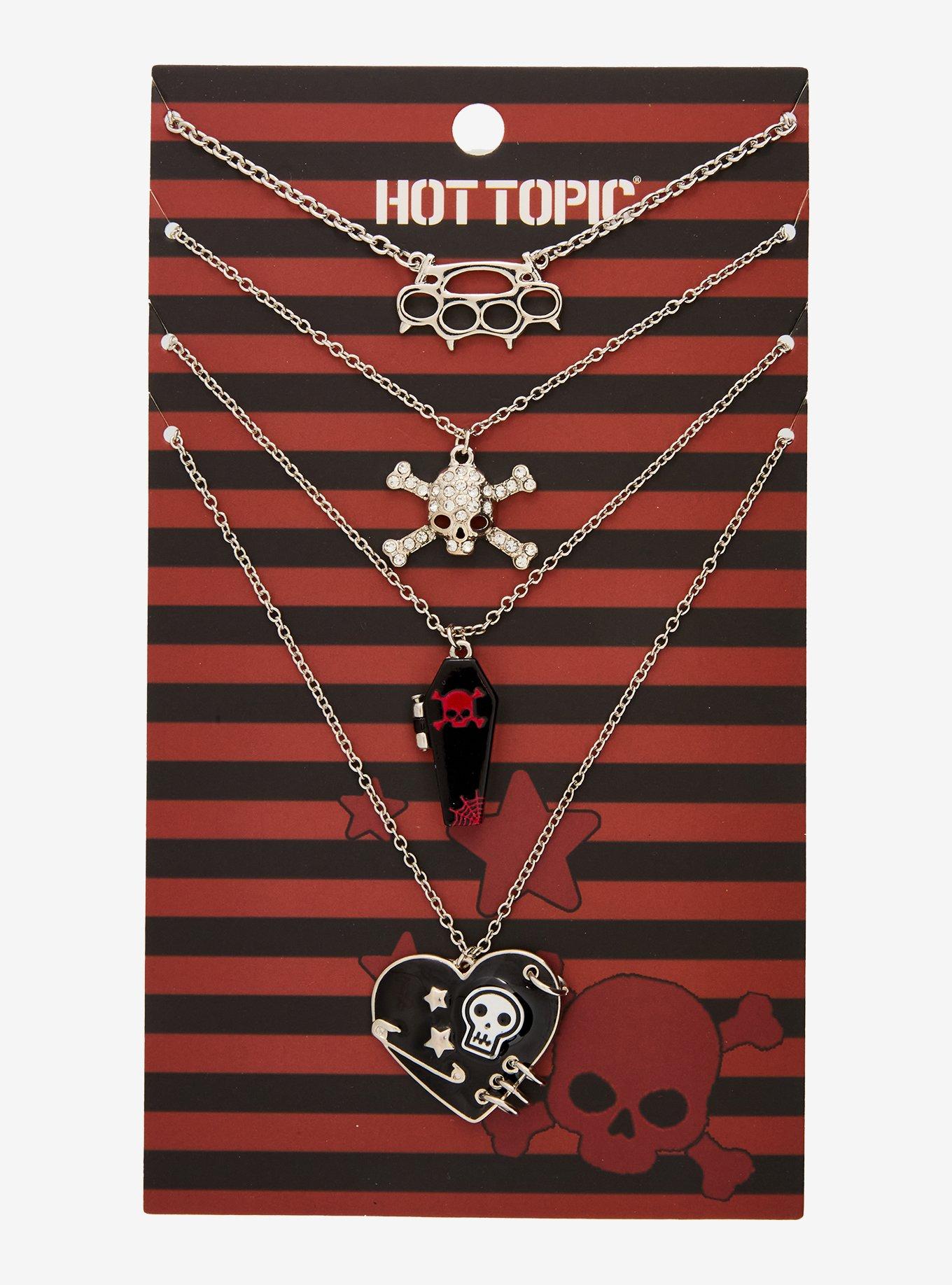Emo Skull Coffin Necklace Set, , hi-res