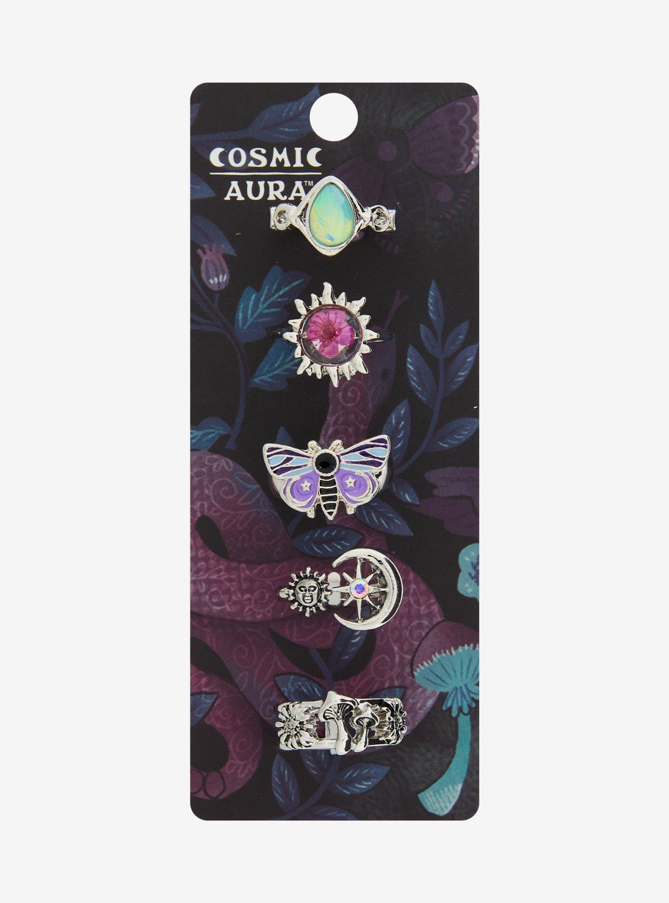 Cosmic Aura Celestial Moth Ring Set 