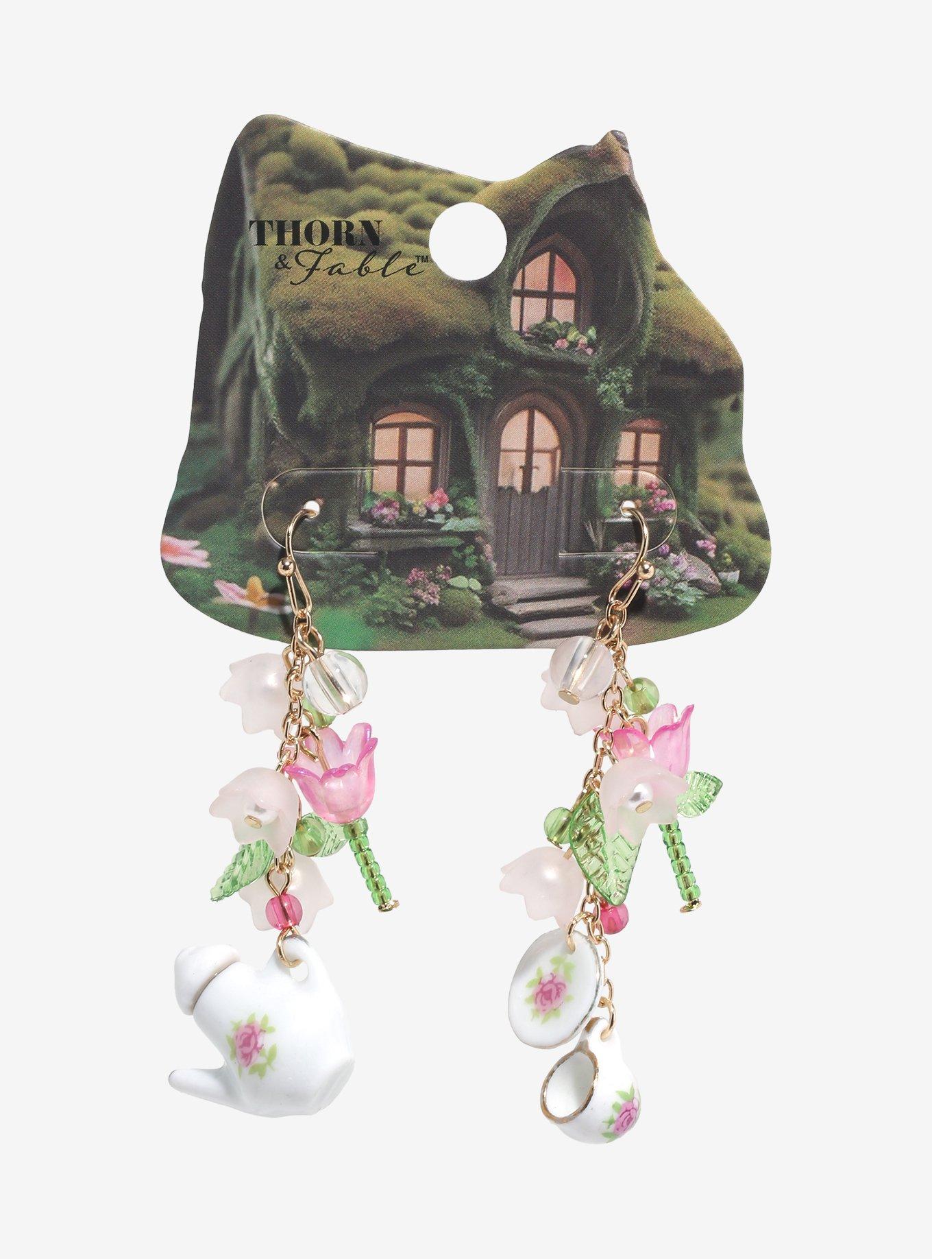 Thorn & Fable Garden Tea Party Drop Earrings, , hi-res