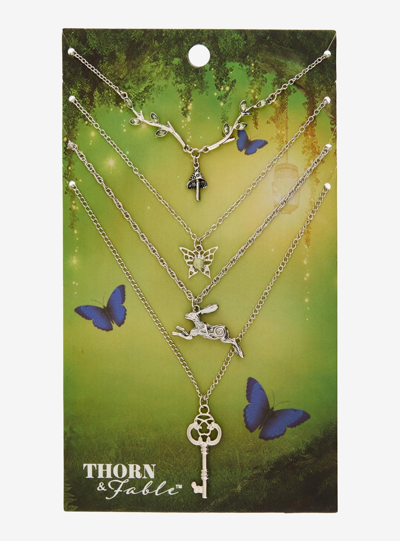 Thorn & Fable Rabbit Key Forest Necklace Set, , hi-res