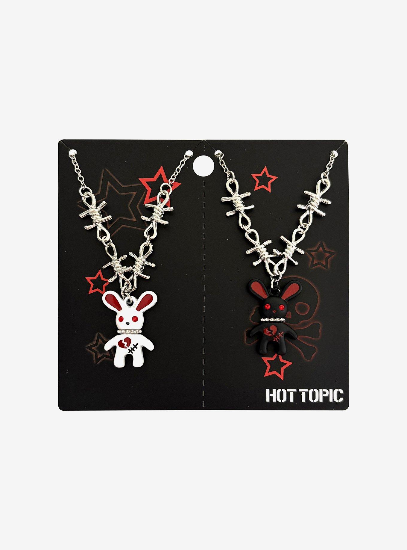 Emo Bunny Barbed Wire Best Friend Necklace Set, , hi-res