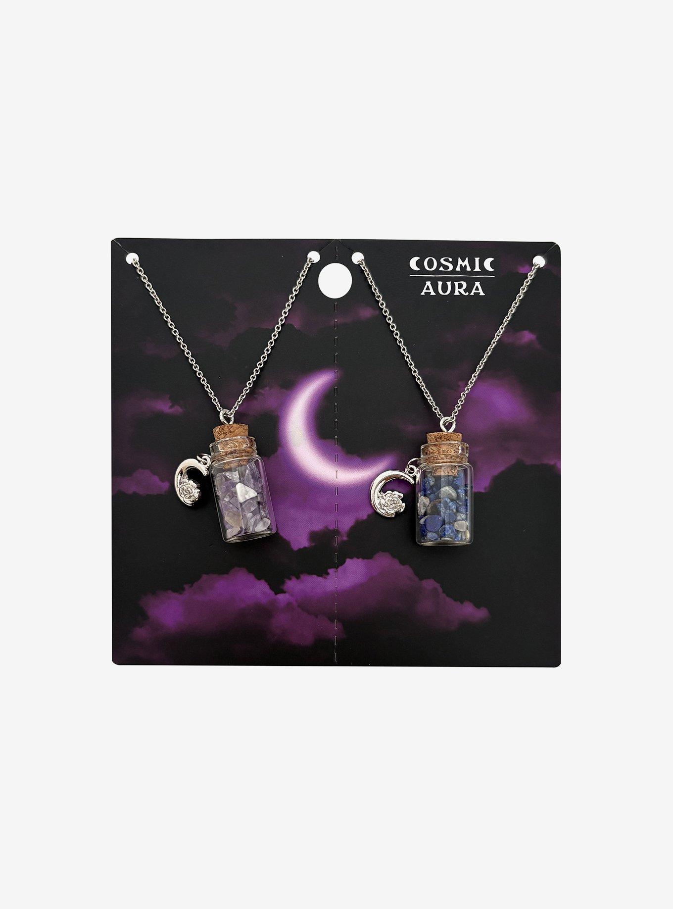 Cosmic Aura Moon Crystal Jar Best Friend Necklace Set, , hi-res