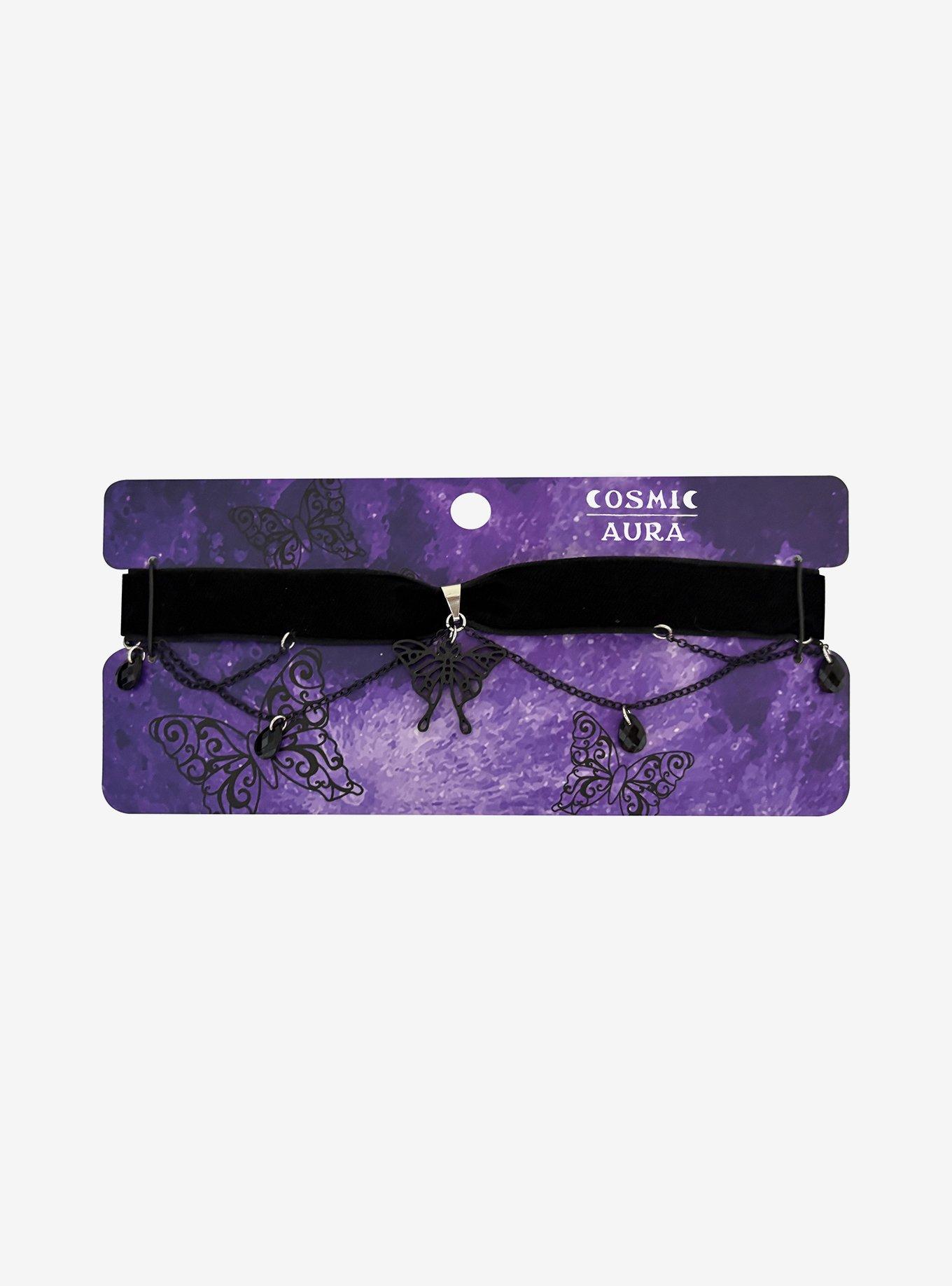 Cosmic Aura Butterfly Chain Velvet Choker, , hi-res