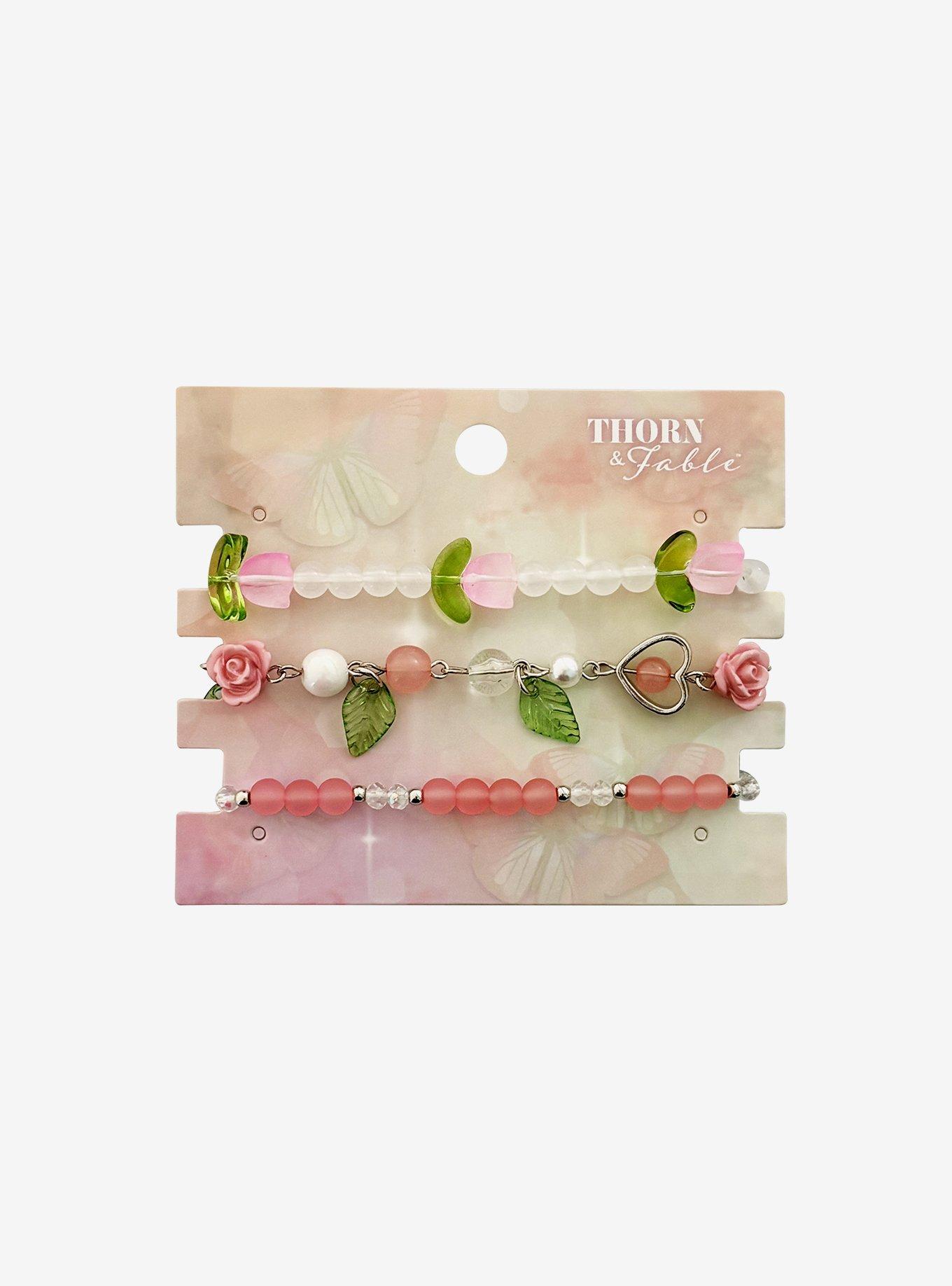 Thorn & Fable Tulip Heart Bead Bracelet Set, , hi-res