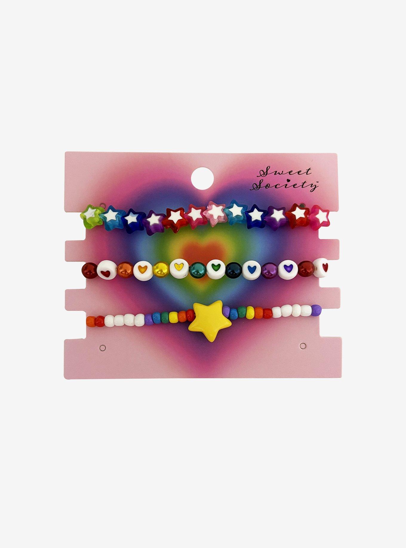 Sweet Society Rainbow Star & Heart Bead Bracelet Set, , hi-res