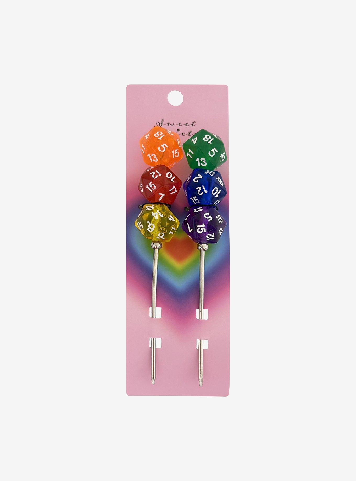 Sweet Society Rainbow D20 Dice Hair Stick Set, , hi-res