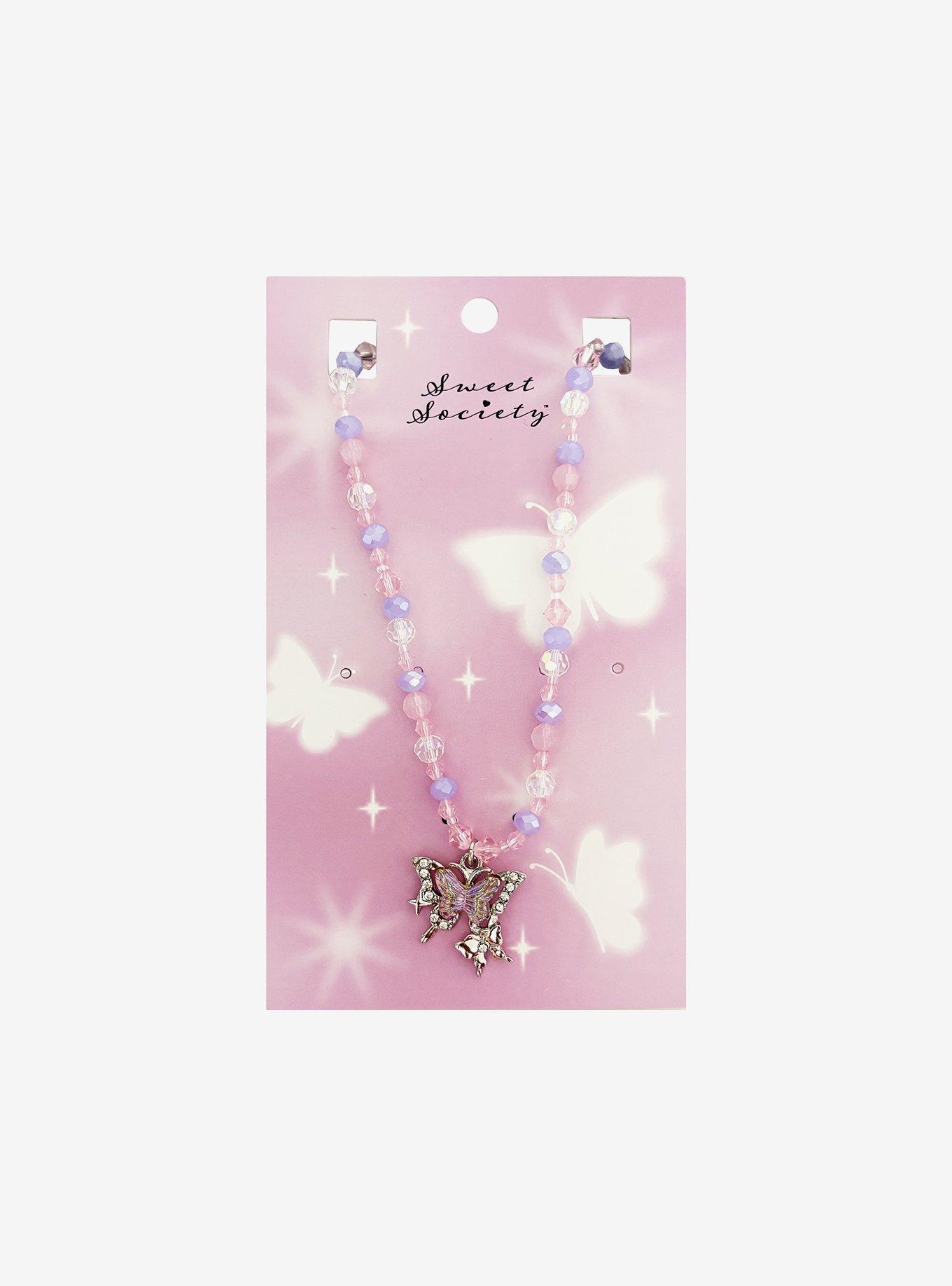 Sweet Society Butterfly Bling Bead Choker, , hi-res