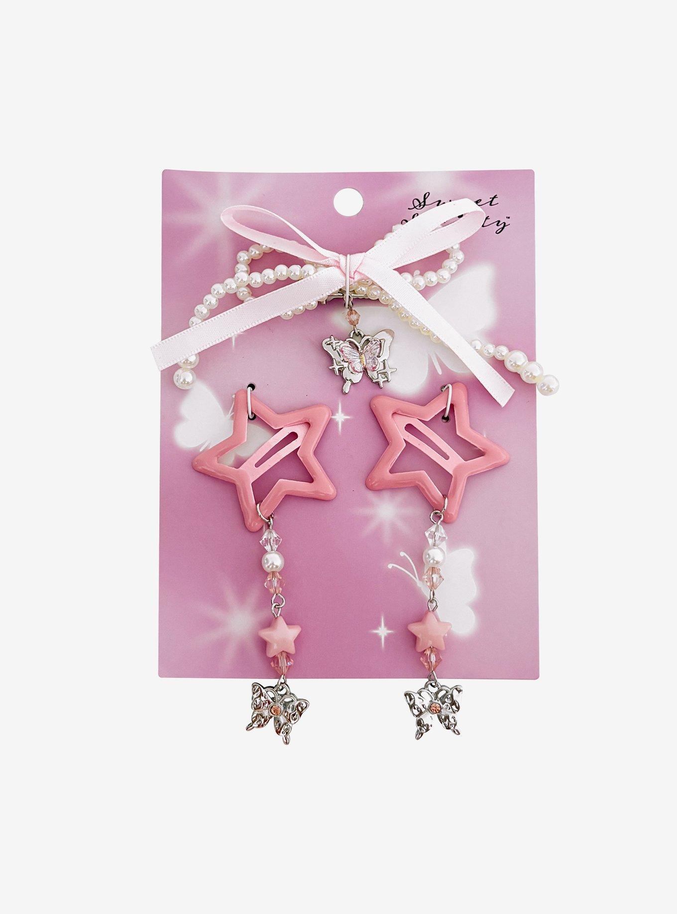 Sweet Society Pink Star Butterfly Hair Clip Set, , hi-res