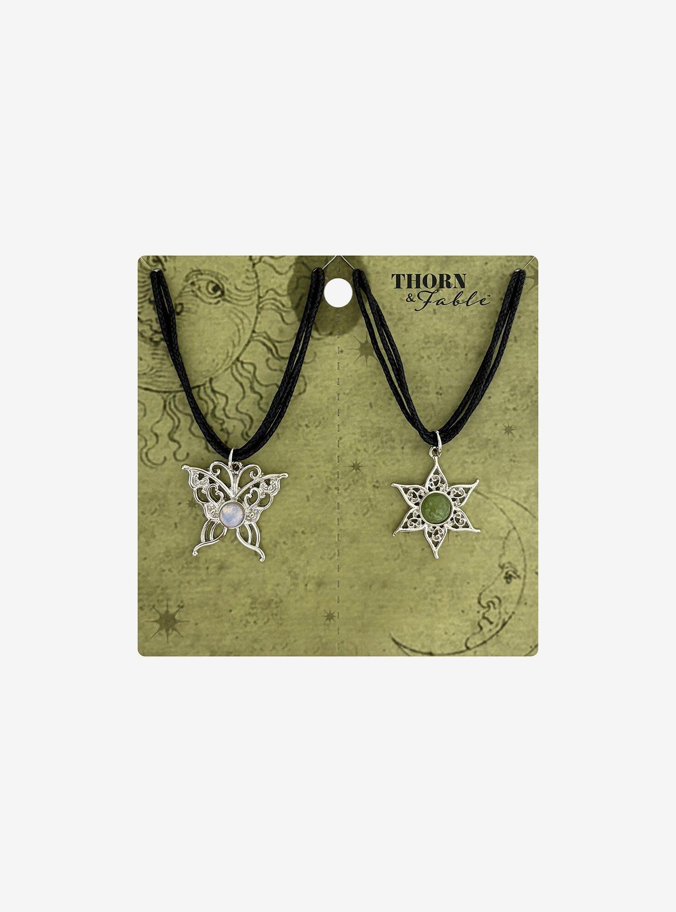 Thorn & Fable Butterfly Flower Cord Necklace Set, , hi-res