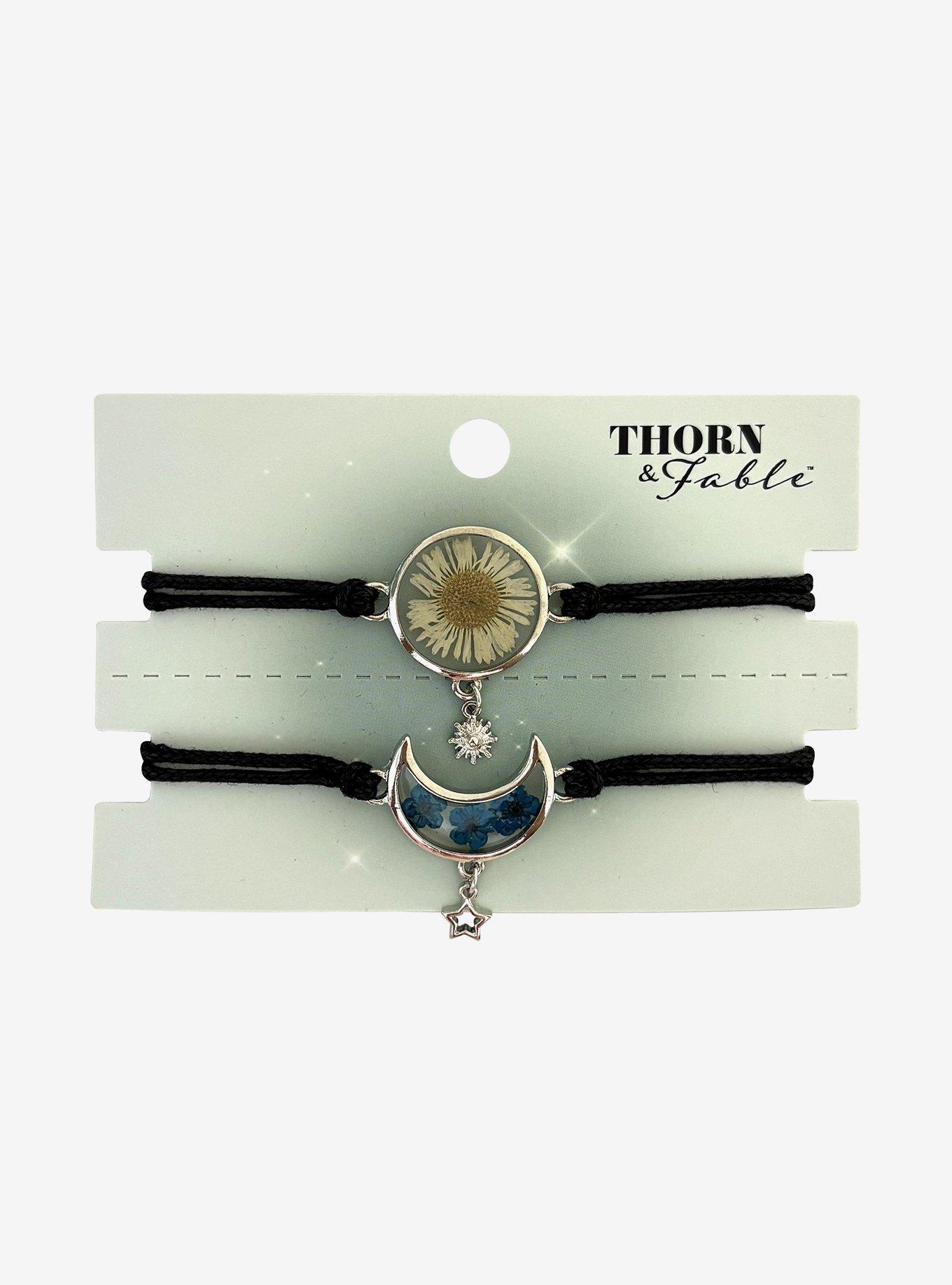 Thorn & Fable Celestial Pressed Flower Best Friend Cord Bracelet Set, , hi-res