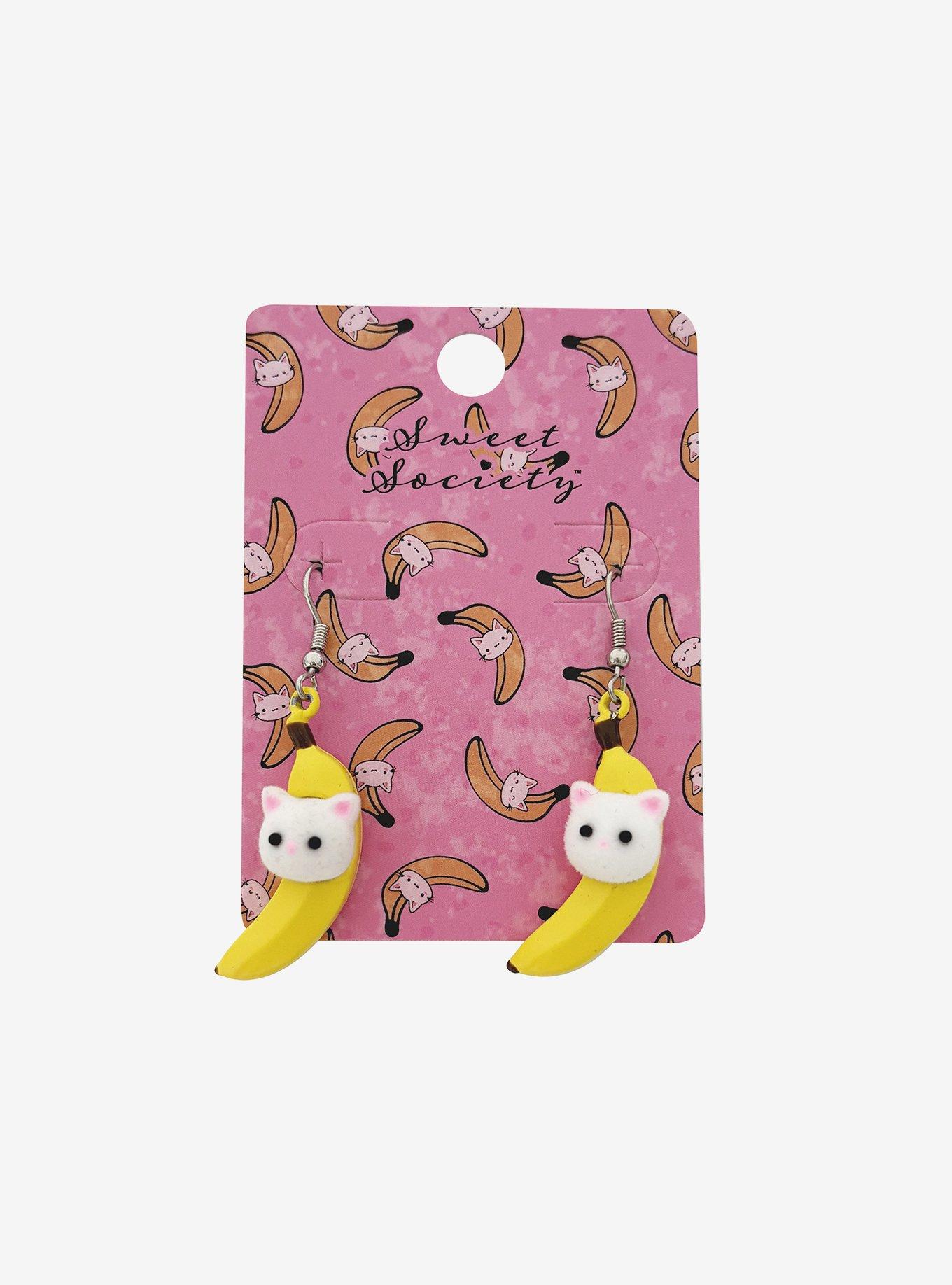 Sweet Society Banana Cat Drop Earrings, , hi-res