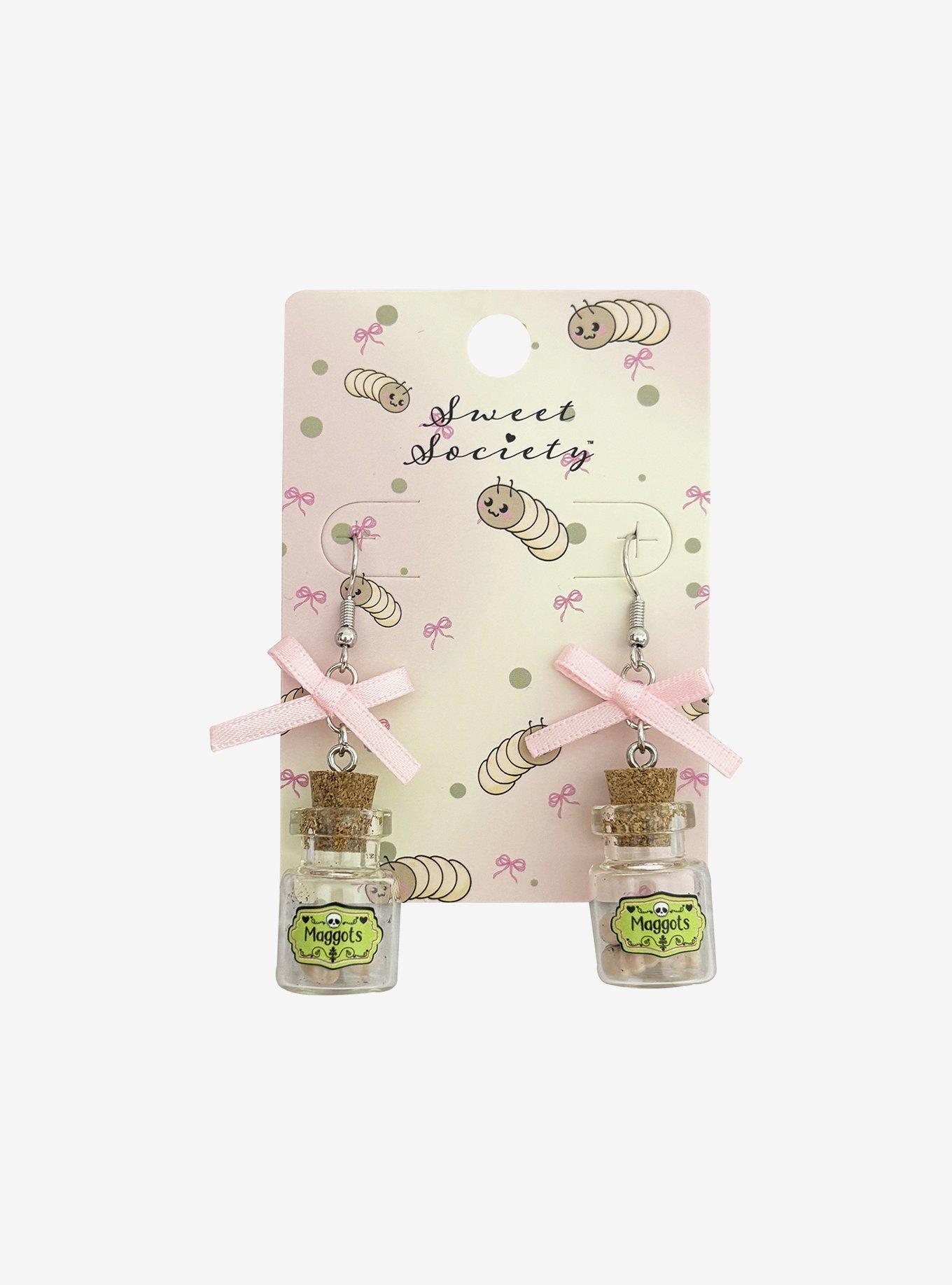 Sweet Society Maggot Jar Bow Drop Earrings, , hi-res