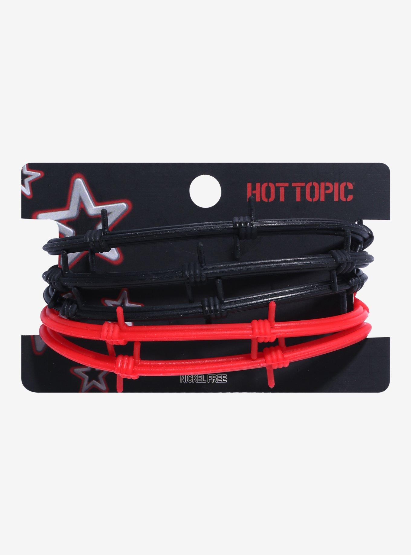 Black & Red Barbed Wire Jelly Bracelet Set, , hi-res