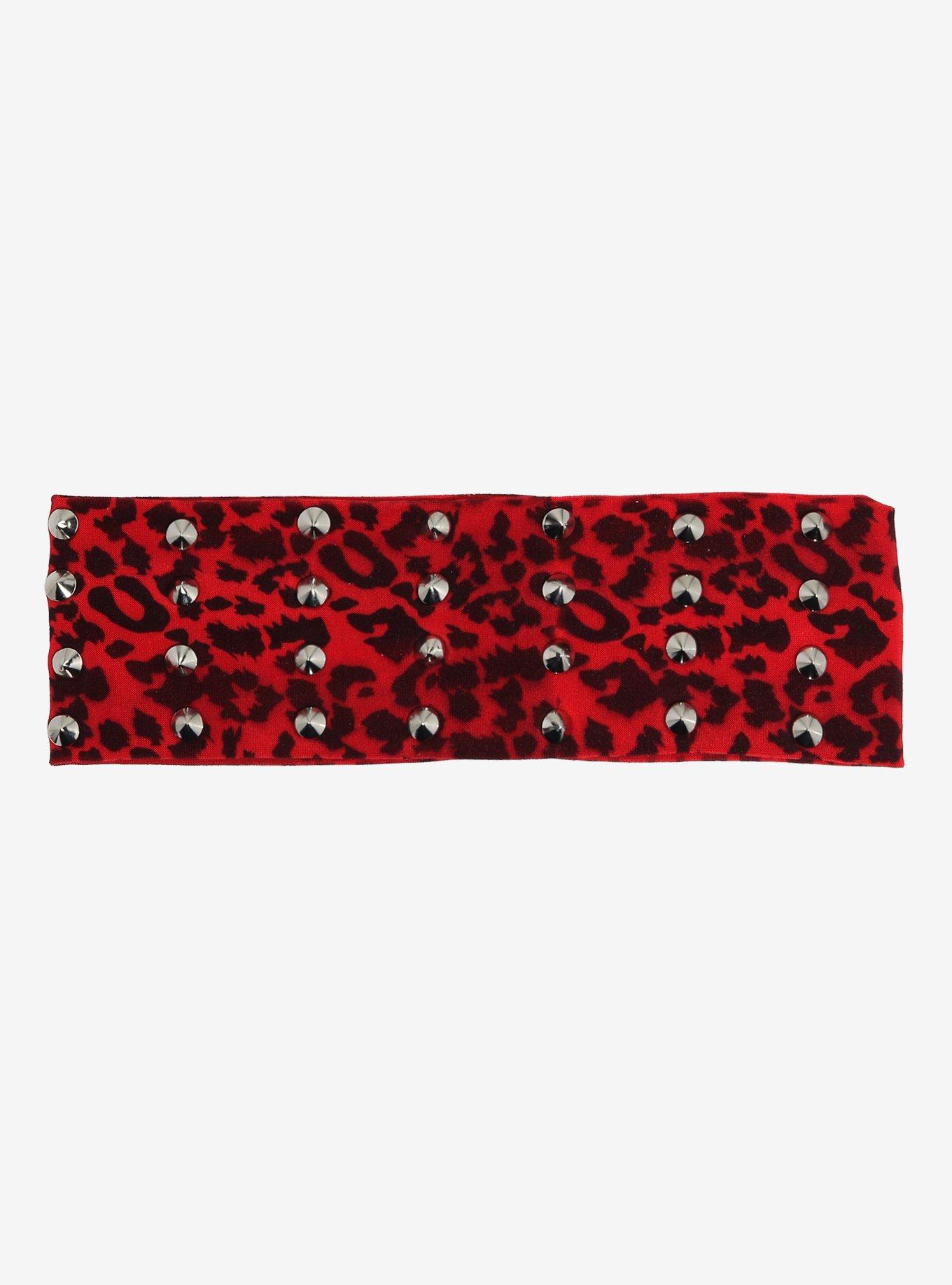 Red Leopard Spike Stud Headband, , hi-res