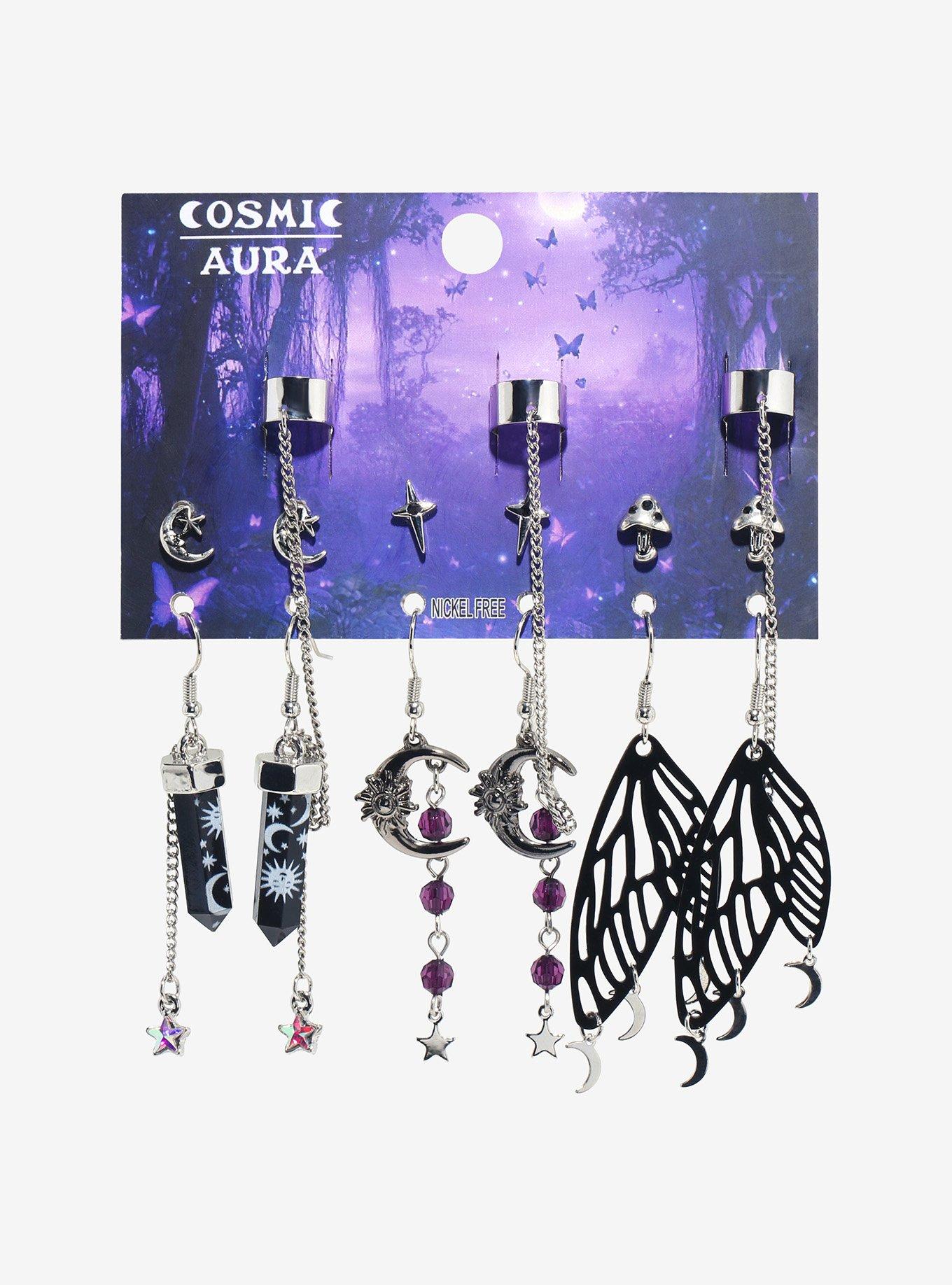 Cosmic Aura Dark Wing Crystal Earring Set, , hi-res