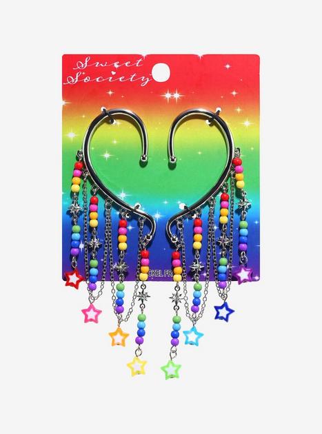 Sweet Society Rainbow Star Bead Ear Cuffs | Hot Topic