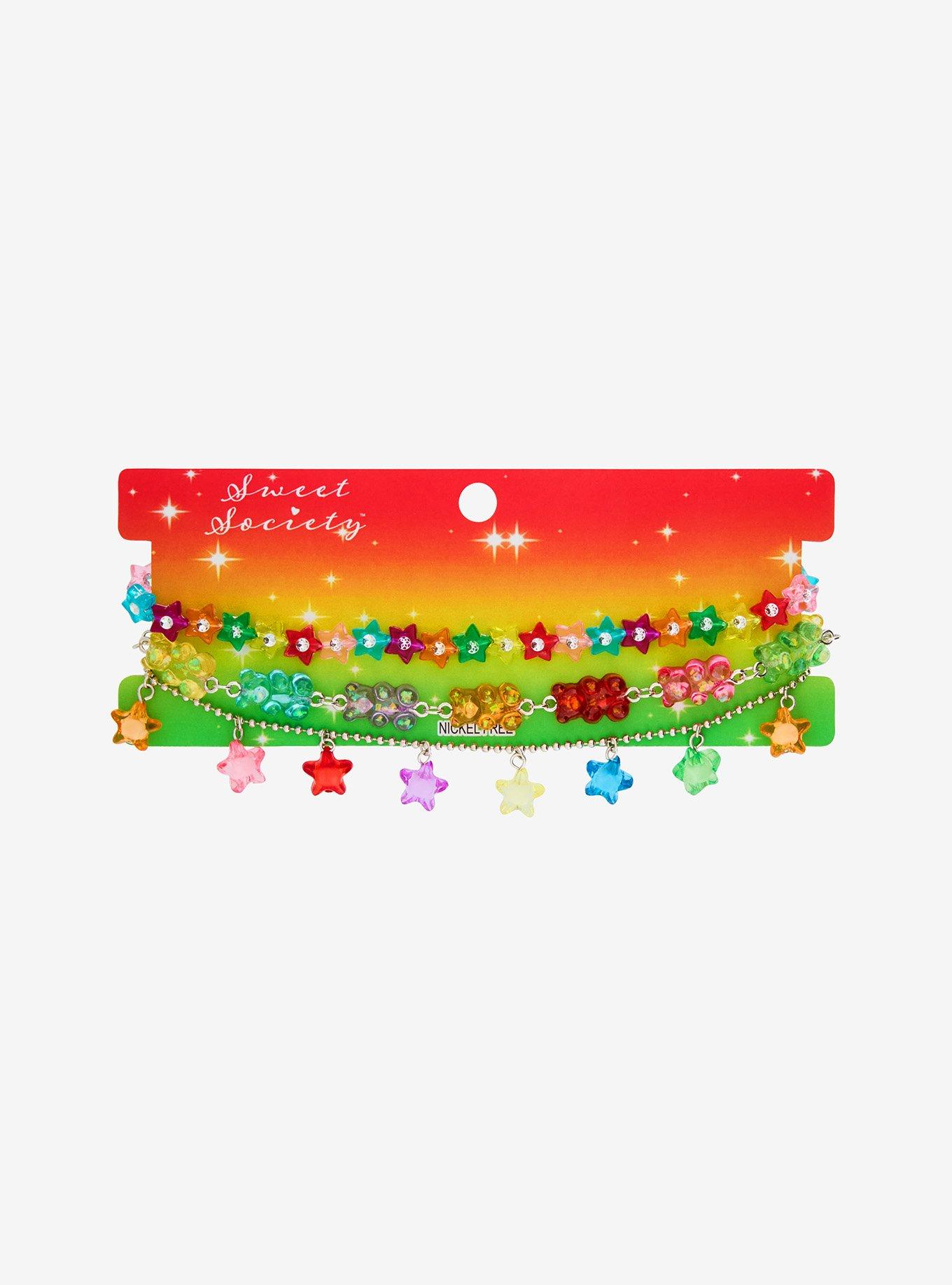 Sweet Society Rainbow Candy Bear & Star Necklace Set, , hi-res