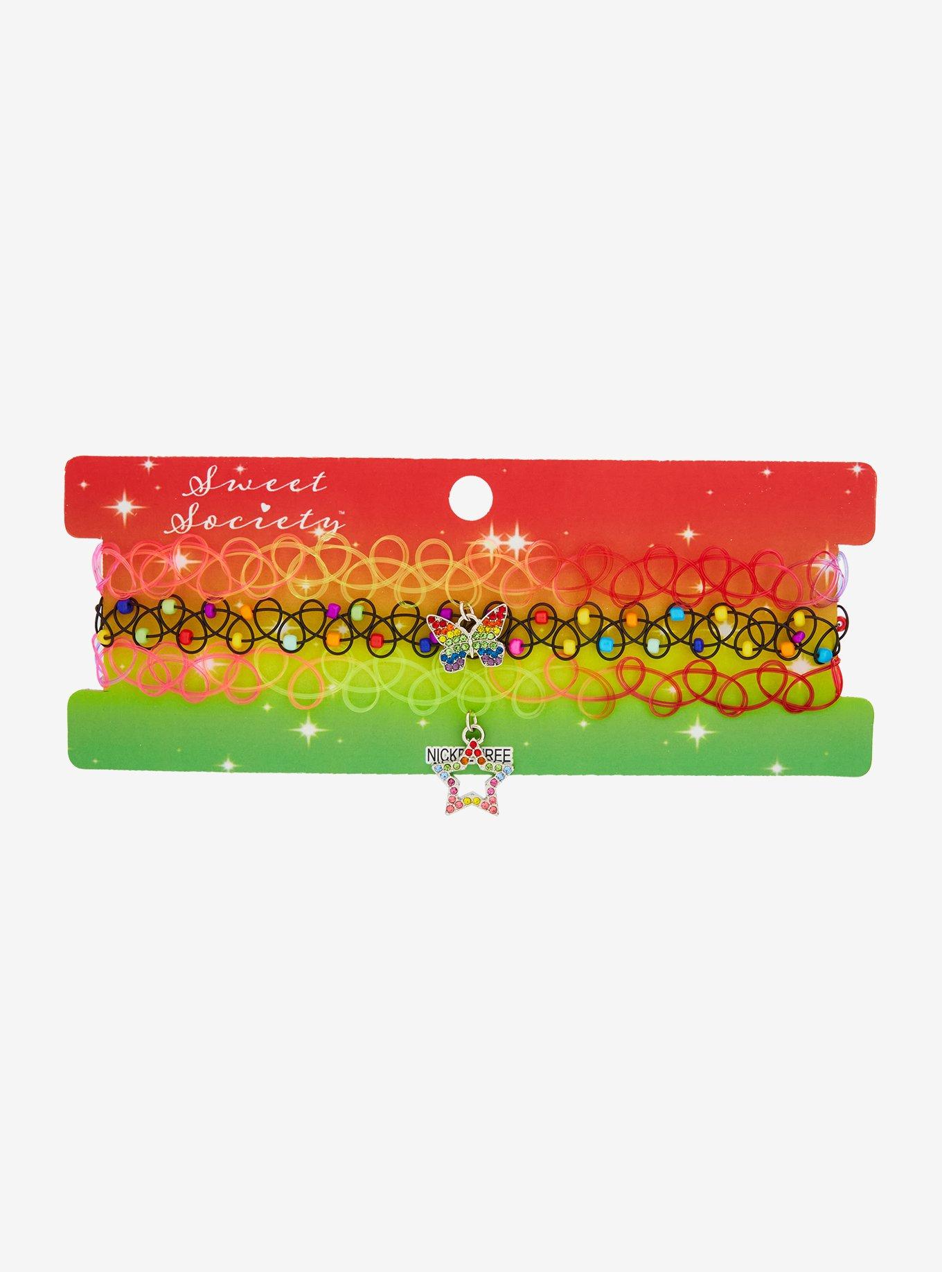 Sweet Society Rainbow Butterfly Star Tattoo Choker Set, , hi-res