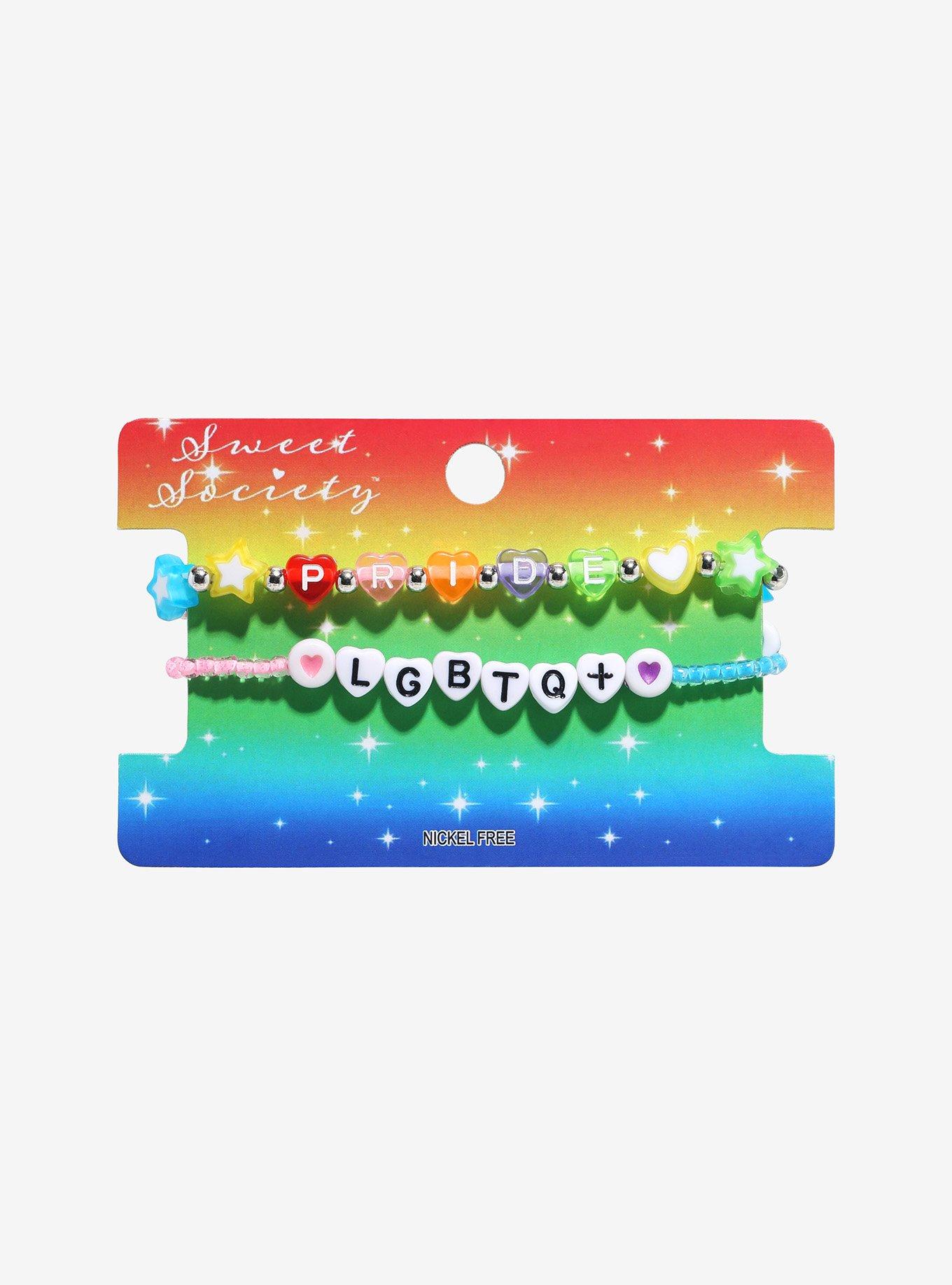 Sweet Society Rainbow Pride LGBTQ+ Bead Bracelet Set, , hi-res