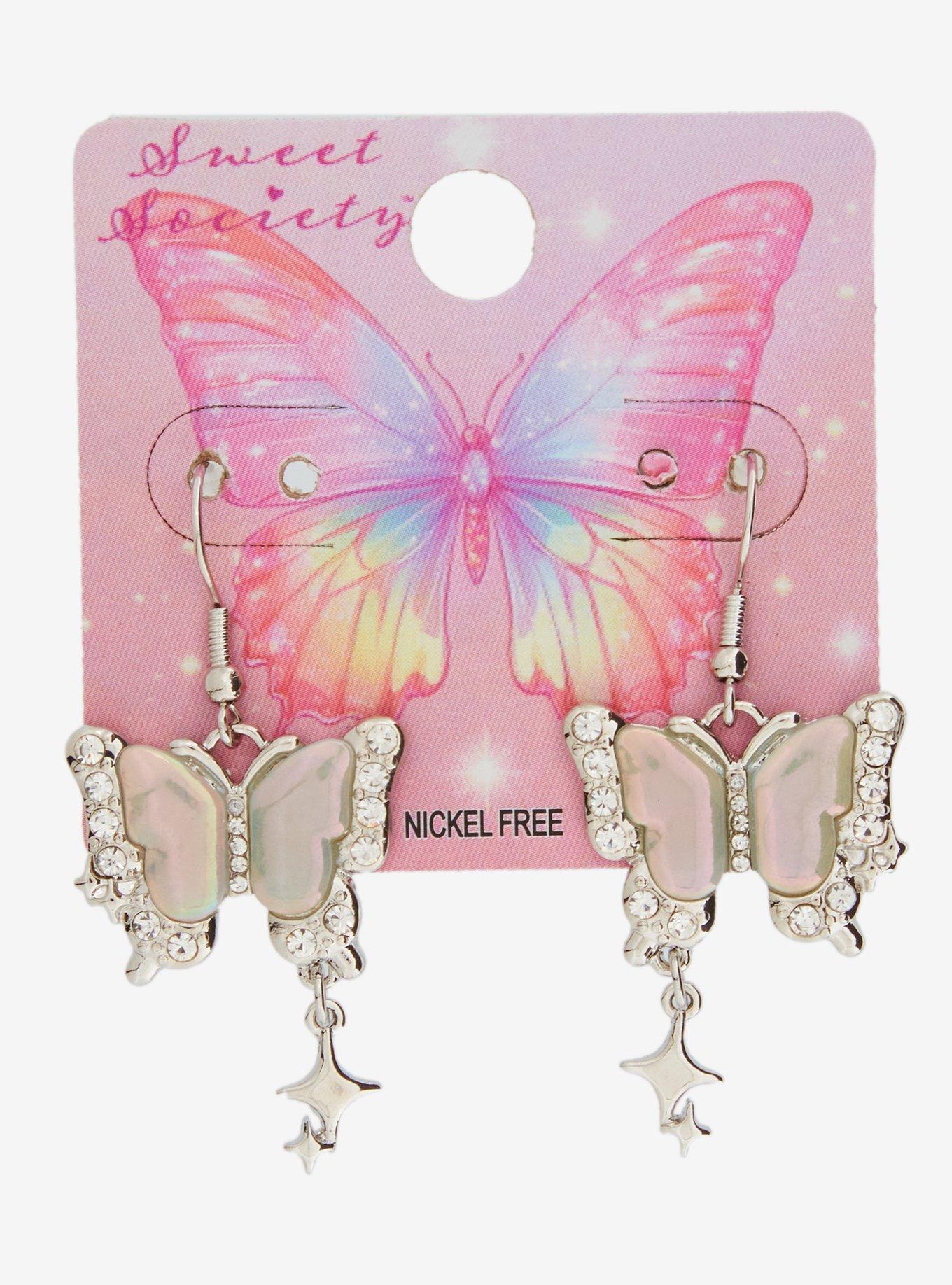 Sweet Society Butterfly Bling Drop Earrings, , hi-res