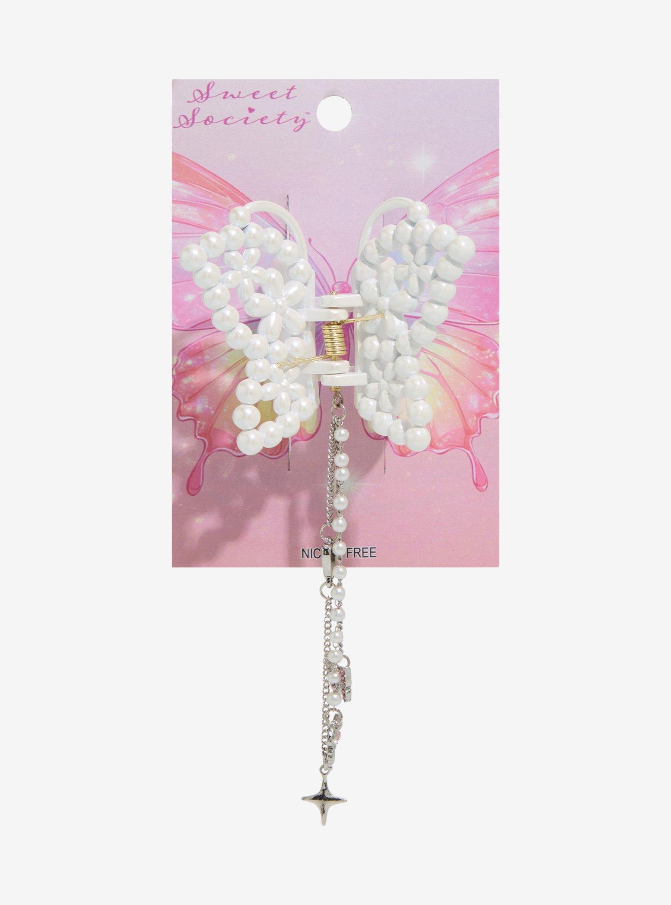 Sweet Society Butterfly Pearl Claw Hair Clip, , hi-res