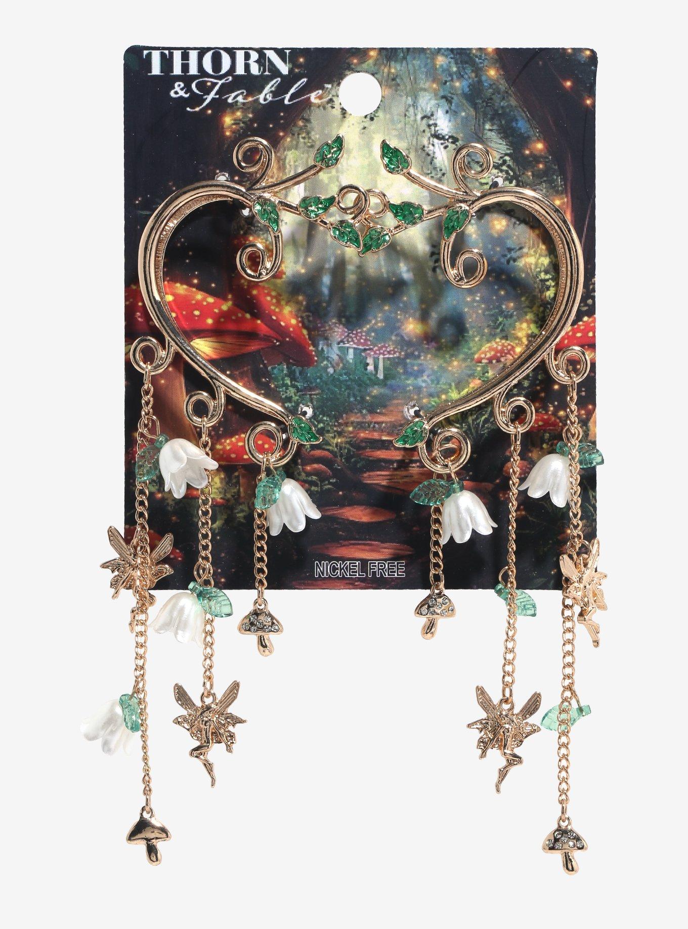 Thorn & Fable Floral Fairy Forest Ear Cuff Set, , hi-res