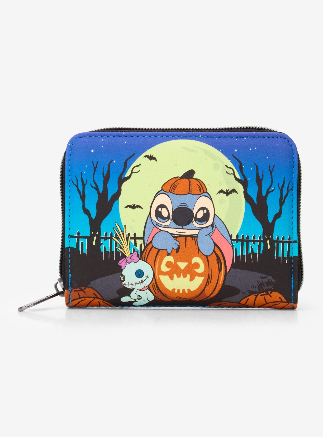 Loungefly Disney Stitch Pumpkin Glow-In-The-Dark Mini Zipper Wallet, , hi-res
